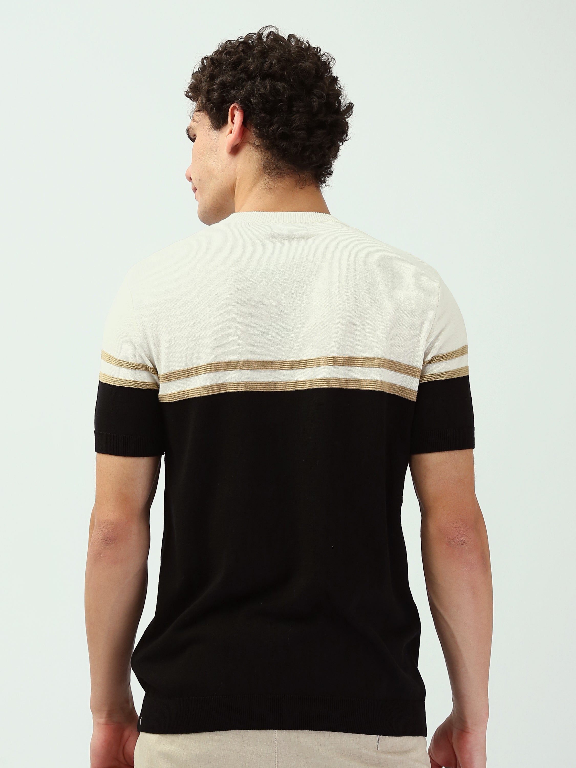 T-shirt Homme en Maille Color Block à Rayures Contrastantes - TSH25SKRS20371TM1