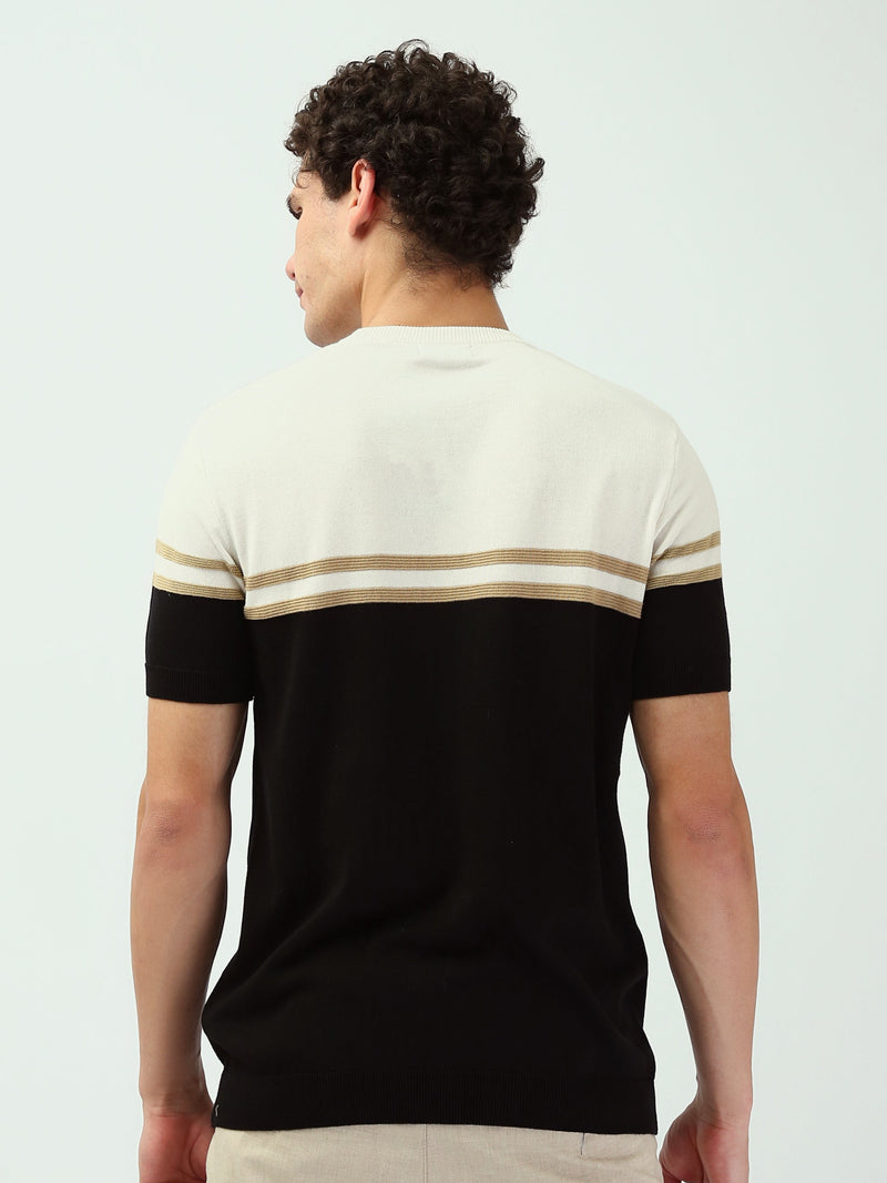 T-shirt Homme en Maille Color Block à Rayures Contrastantes - TSH25SKRS20371TM1