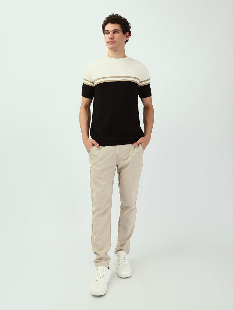 T-shirt Homme en Maille Color Block à Rayures Contrastantes - TSH25SKRS20371TM1