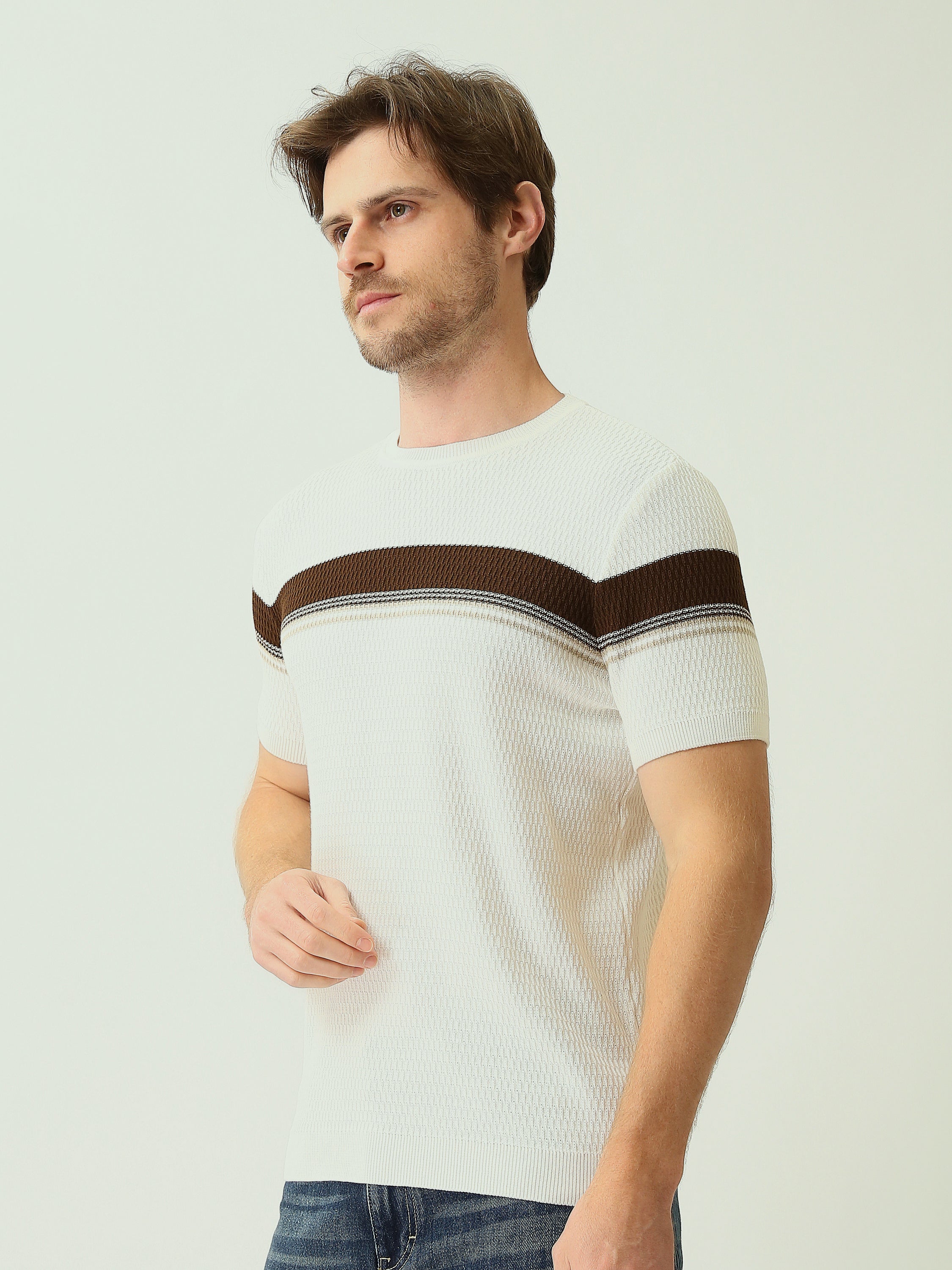 T-shirt homme en maille à blocs de couleurs - TSH25SKRS20374TM1