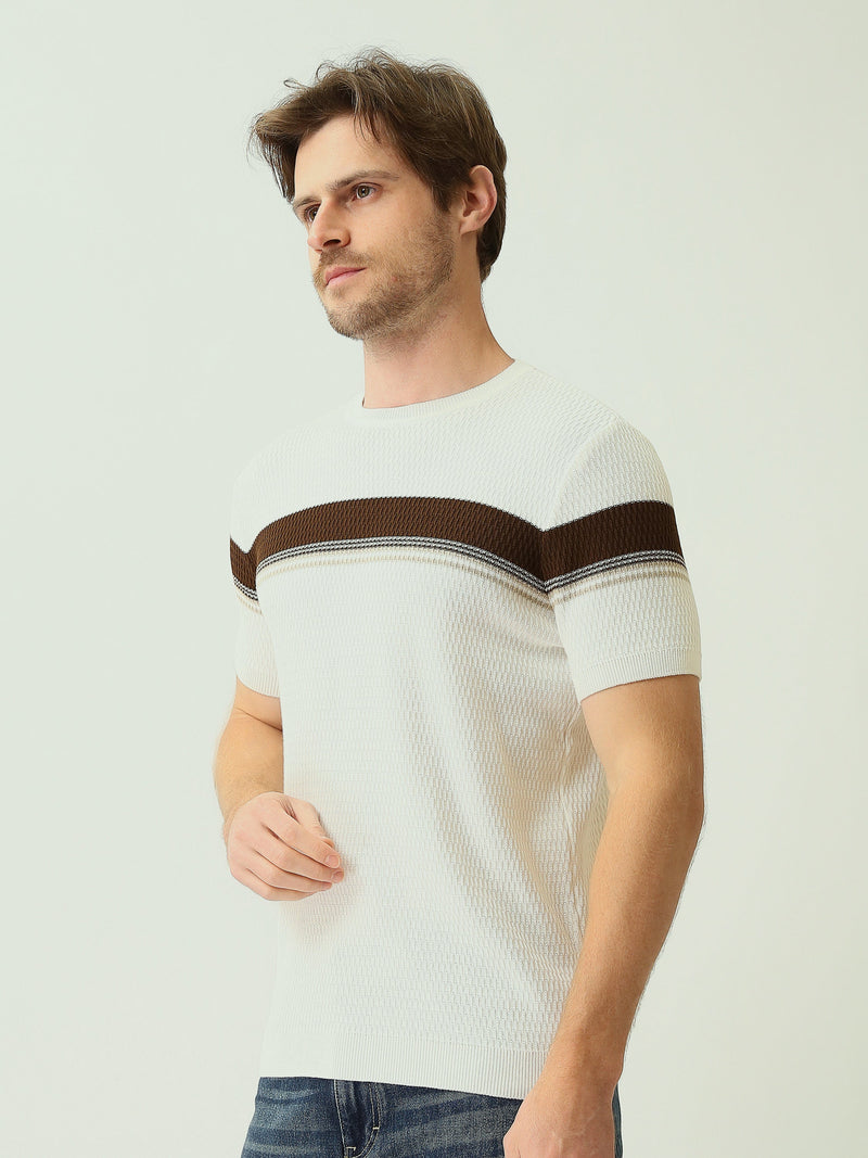 T-shirt homme en maille à blocs de couleurs - TSH25SKRS20374TM1