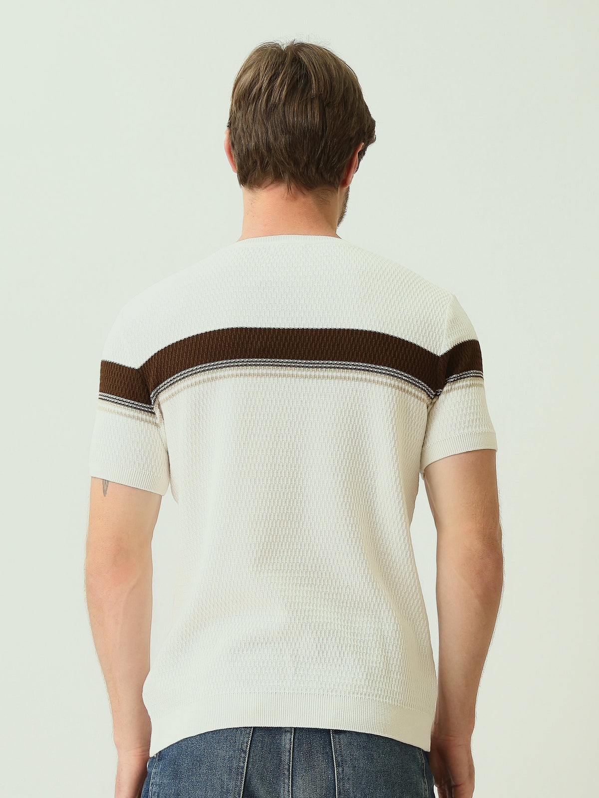 T-shirt homme en maille à blocs de couleurs - TSH25SKRS20374TM1