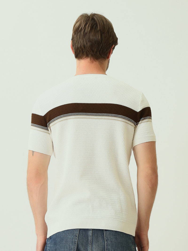 T-shirt homme en maille à blocs de couleurs - TSH25SKRS20374TM1