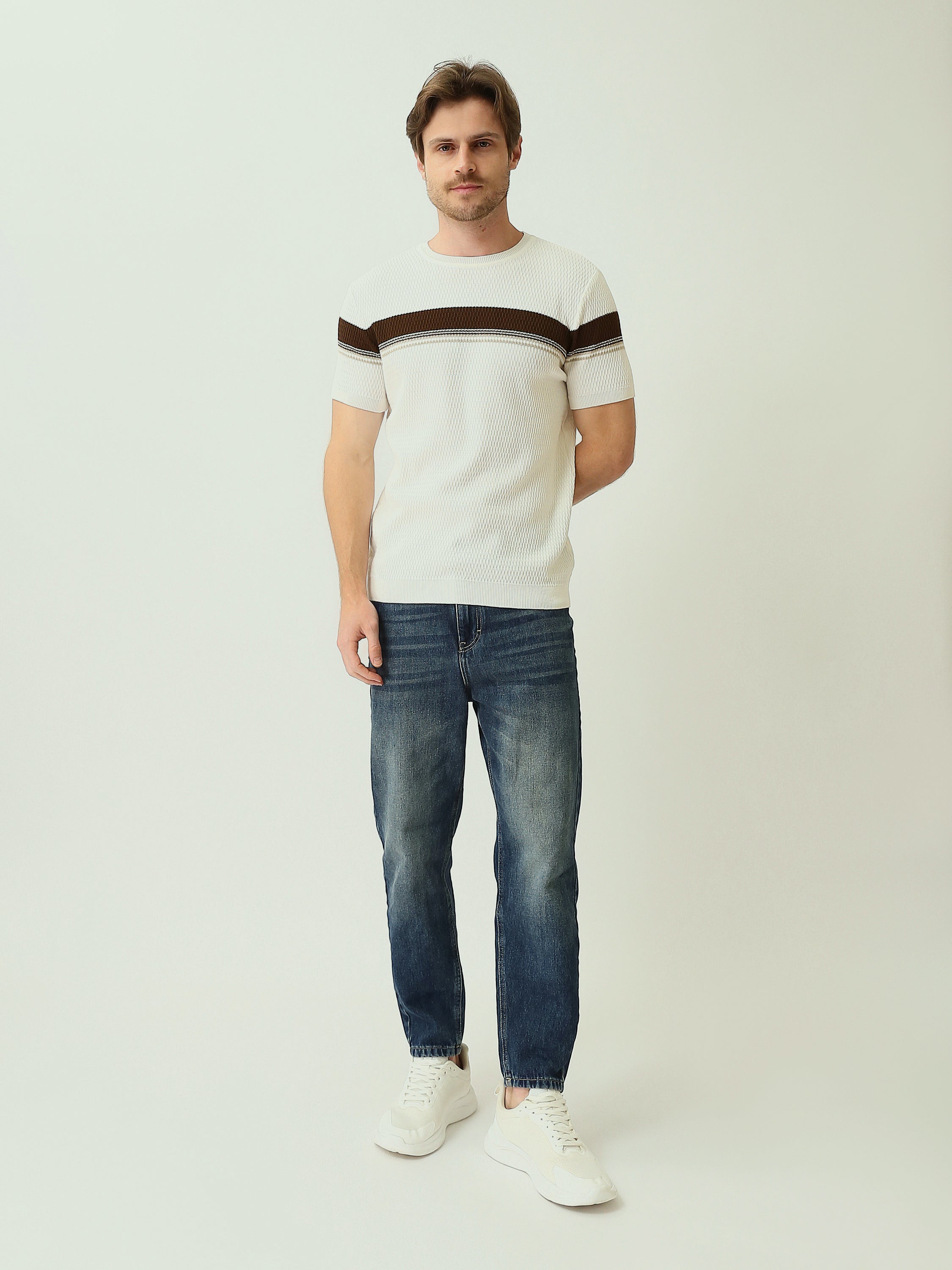 T-shirt homme en maille à blocs de couleurs - TSH25SKRS20374TM1