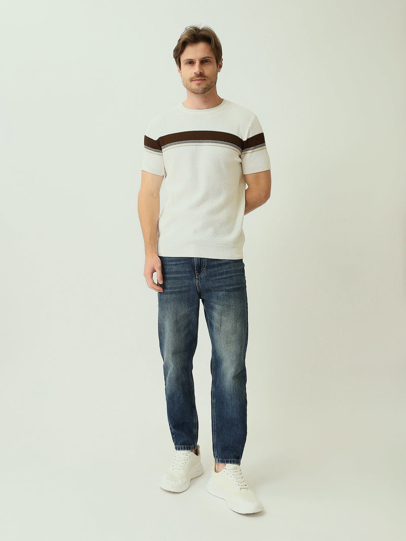 T-shirt homme en maille à blocs de couleurs - TSH25SKRS20374TM1