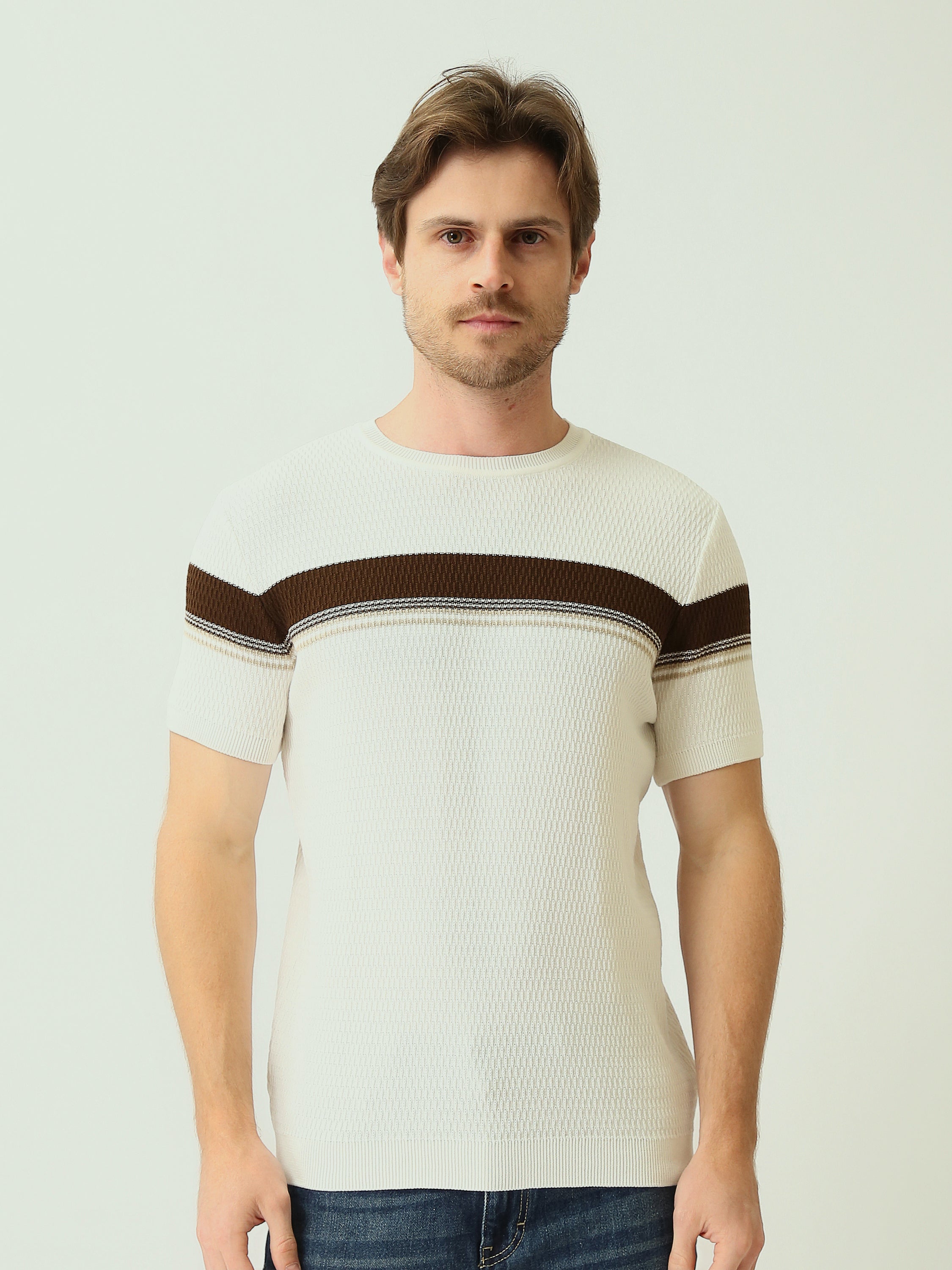T-shirt homme en maille à blocs de couleurs - TSH25SKRS20374TM1