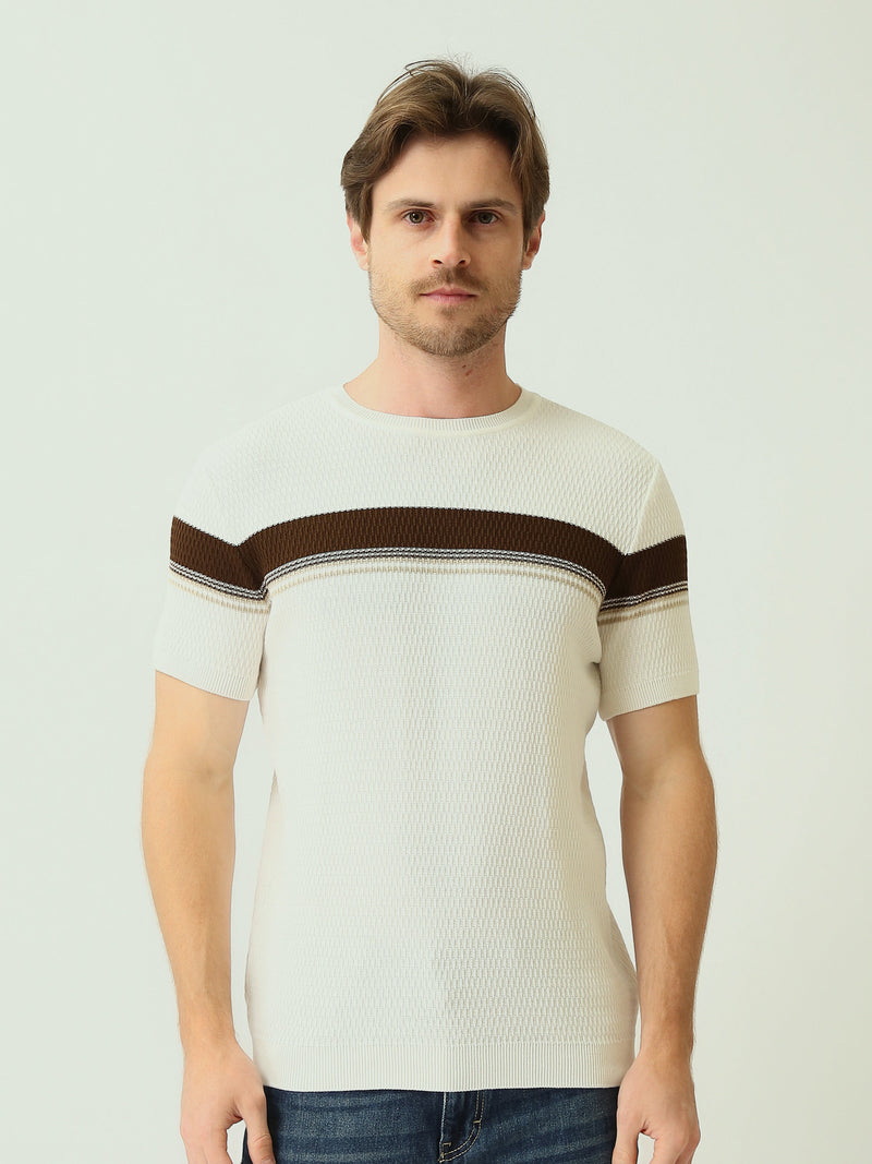 T-shirt homme en maille à blocs de couleurs - TSH25SKRS20374TM1