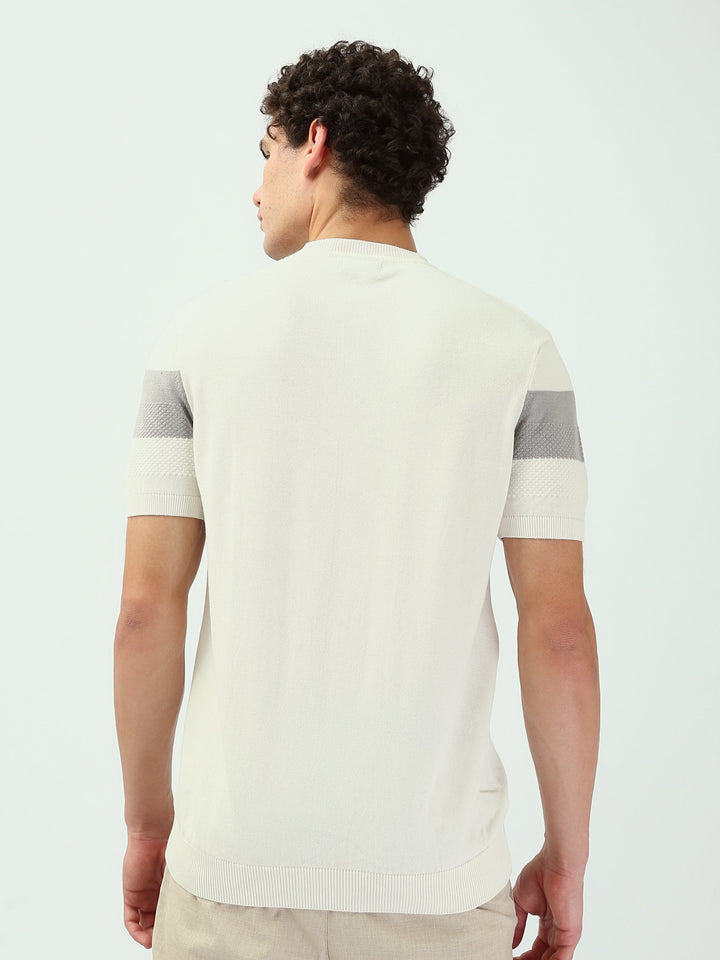 T-shirt Homme en Maille à Bande Horizontale Texturée - TSH25SKRS20375TM1