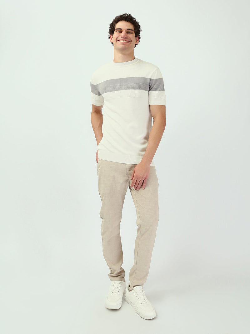 T-shirt Homme en Maille à Bande Horizontale Texturée - TSH25SKRS20375TM1