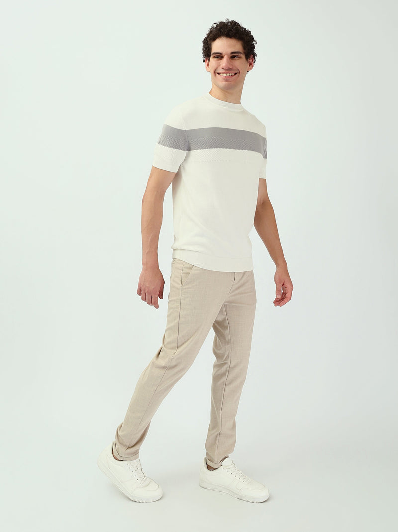 T-shirt Homme en Maille à Bande Horizontale Texturée - TSH25SKRS20375TM1