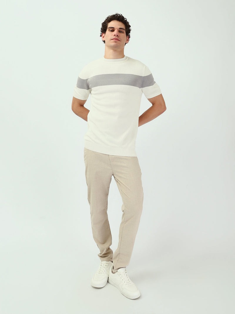 T-shirt Homme en Maille à Bande Horizontale Texturée - TSH25SKRS20375TM1