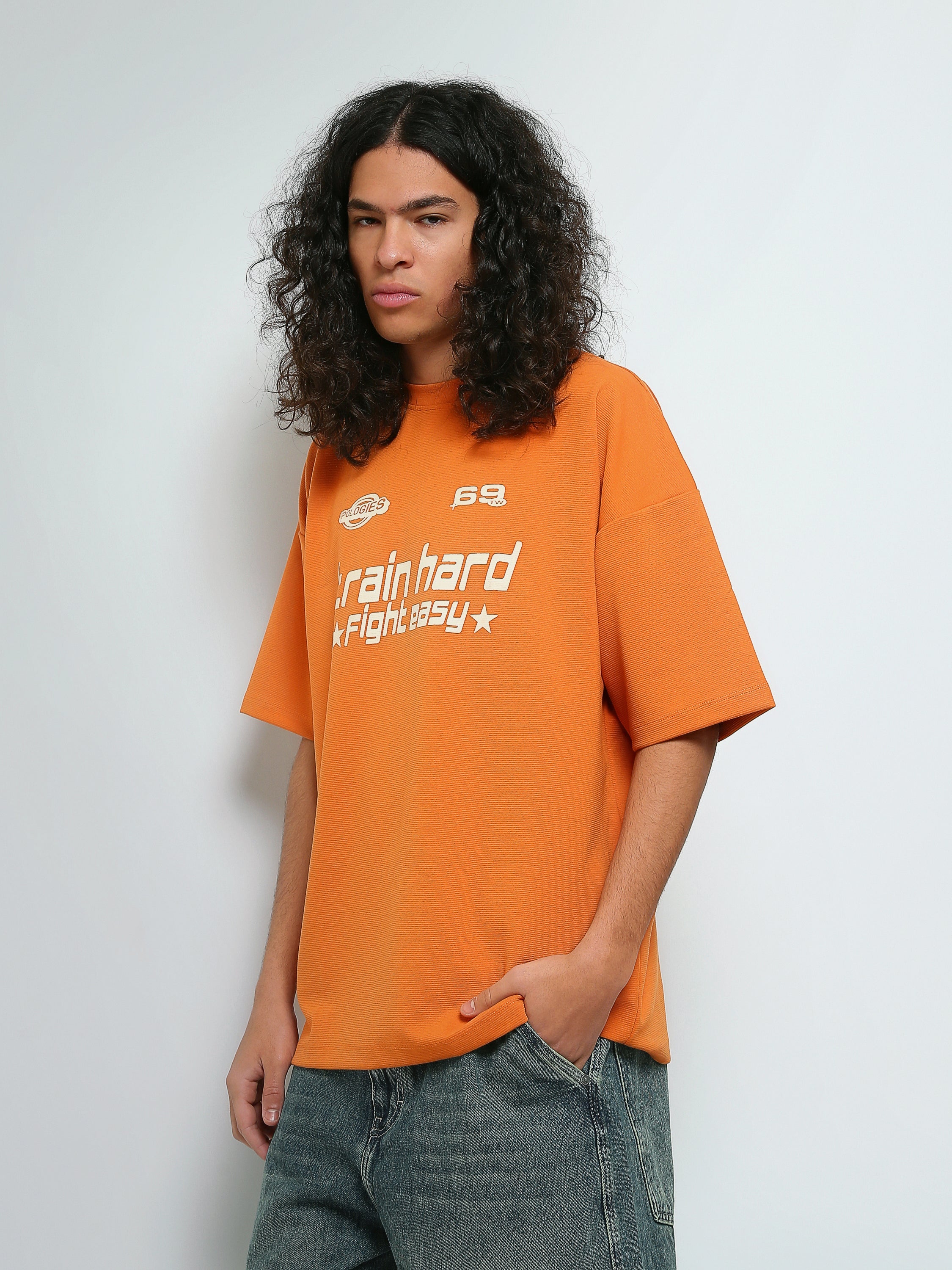 T-shirt Homme Oversize à Slogan Imprimé Streetwear - TSH25SPR20273TM1
