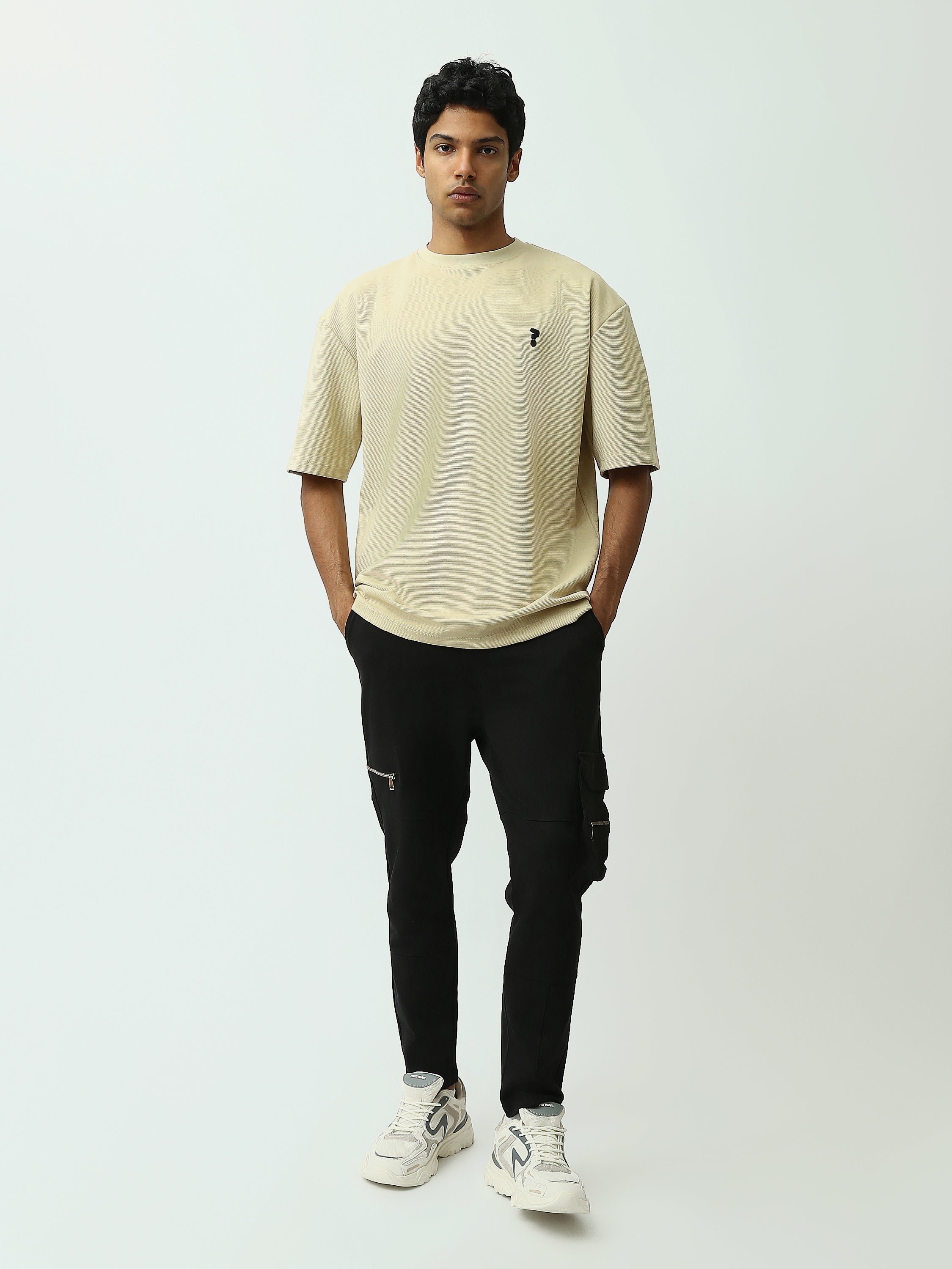 T-shirt Homme Oversize Texturé à Logo Minimaliste - TSH25SPR20275TM1