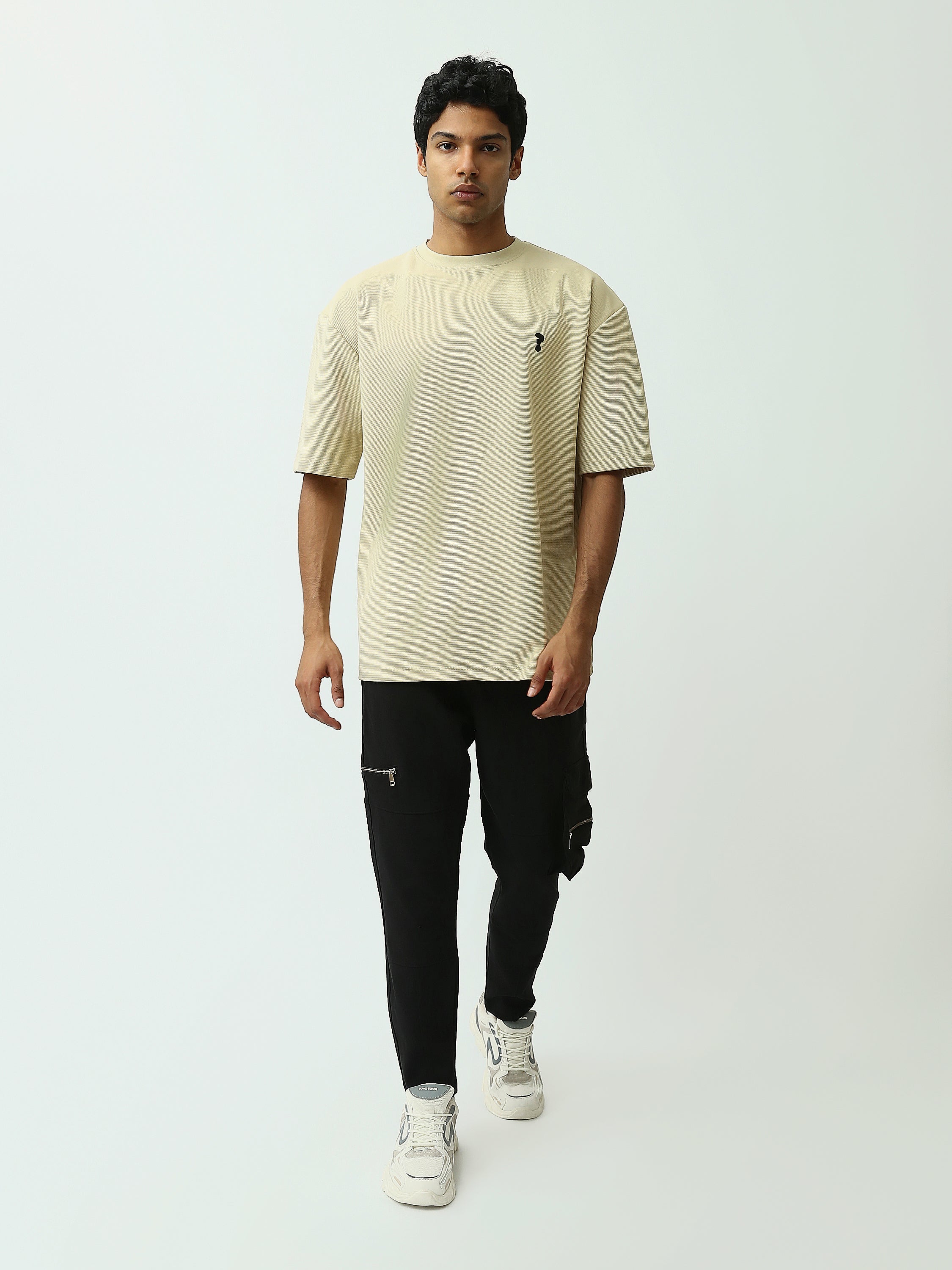 T-shirt Homme Oversize Texturé à Logo Minimaliste - TSH25SPR20275TM1