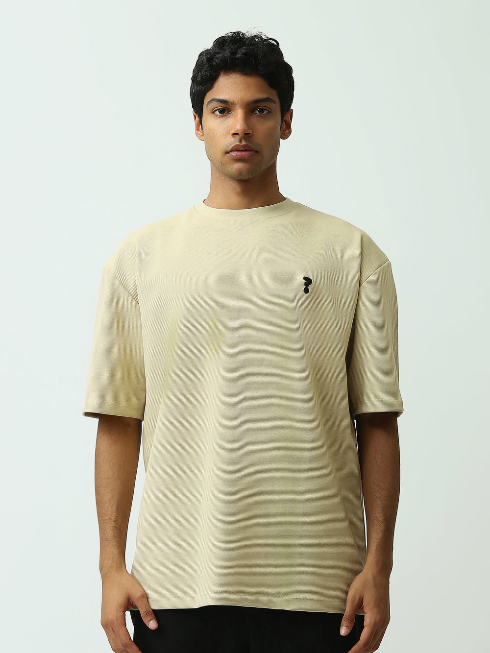 T-shirt Homme Oversize Texturé à Logo Minimaliste - TSH25SPR20275TM1