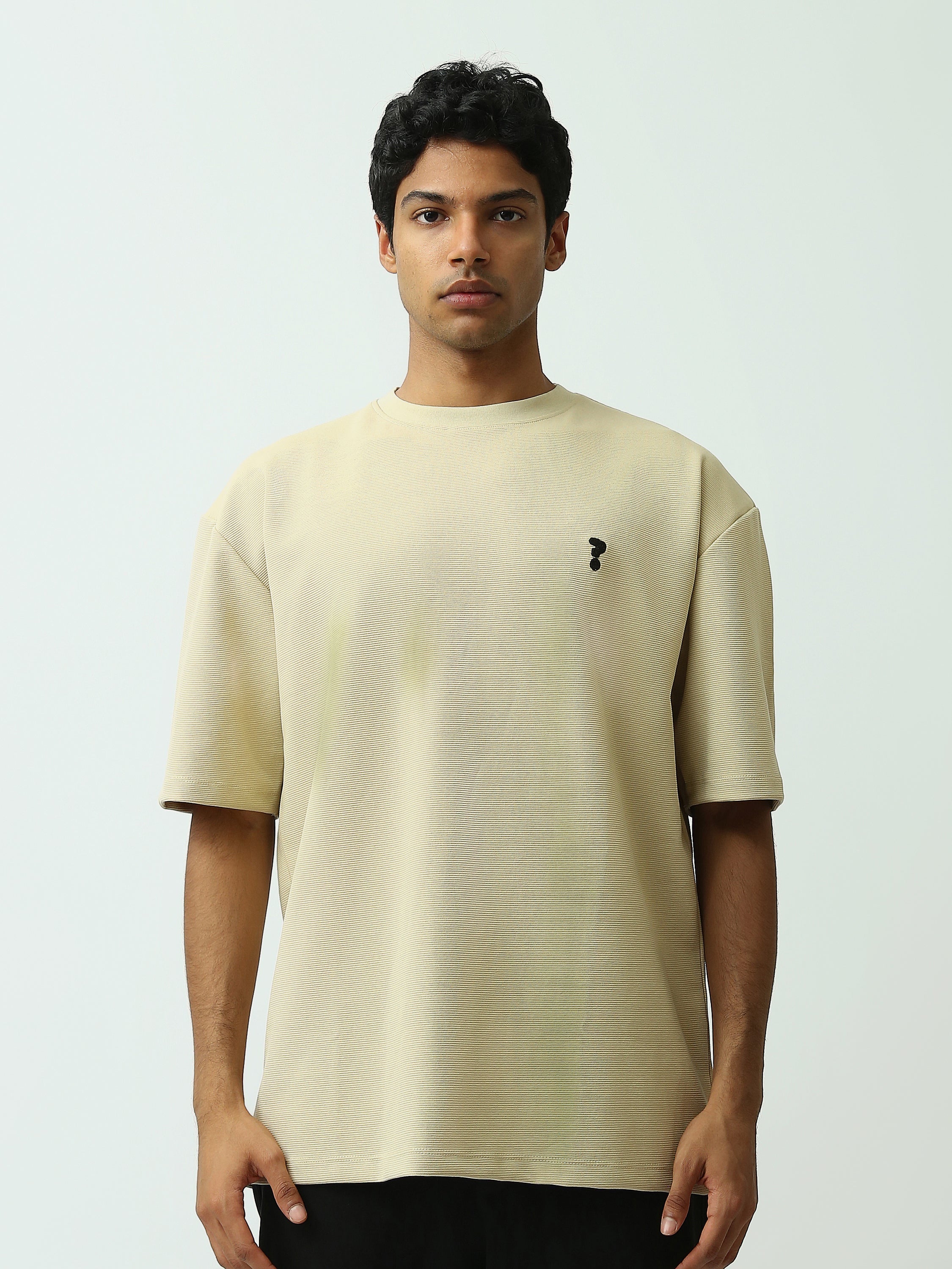 T-shirt Homme Oversize Texturé à Logo Minimaliste - TSH25SPR20275TM1