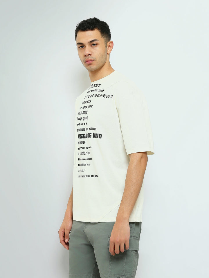 T-shirt Homme Oversize à Imprimé Typographique - TSH25SPR20279TM1