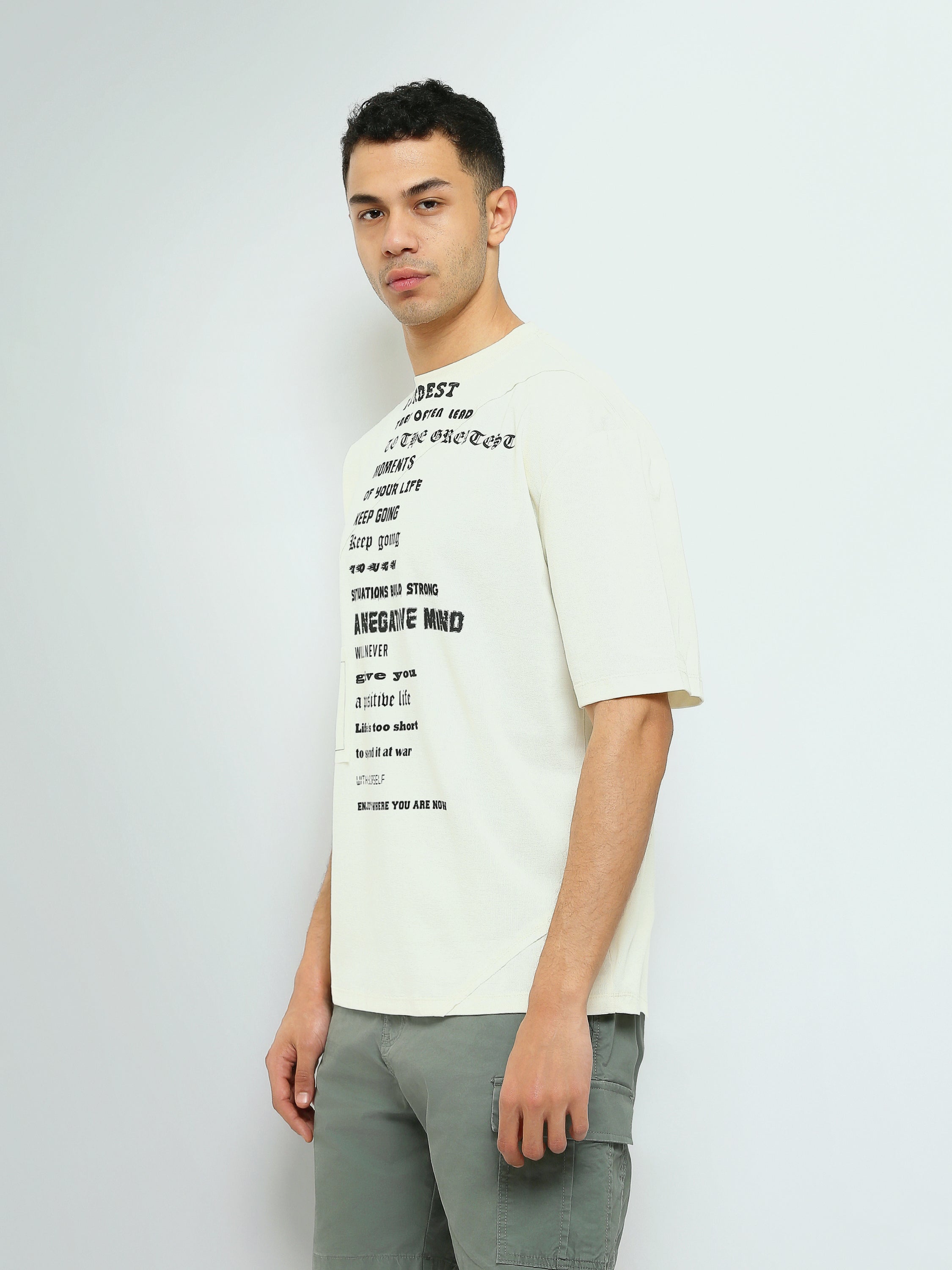T-shirt Homme Oversize à Imprimé Typographique - TSH25SPR20279TM1