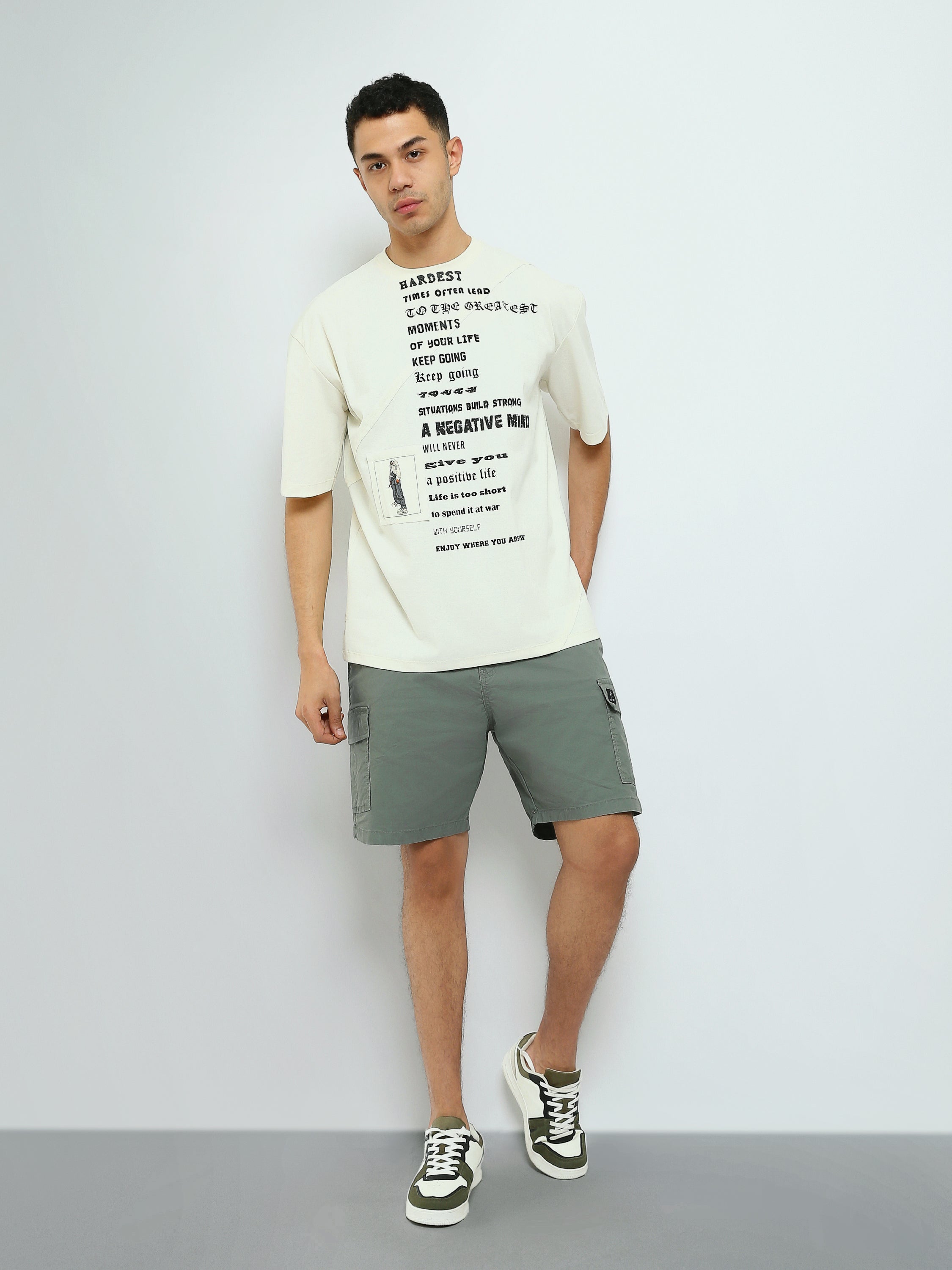 T-shirt Homme Oversize à Imprimé Typographique - TSH25SPR20279TM1