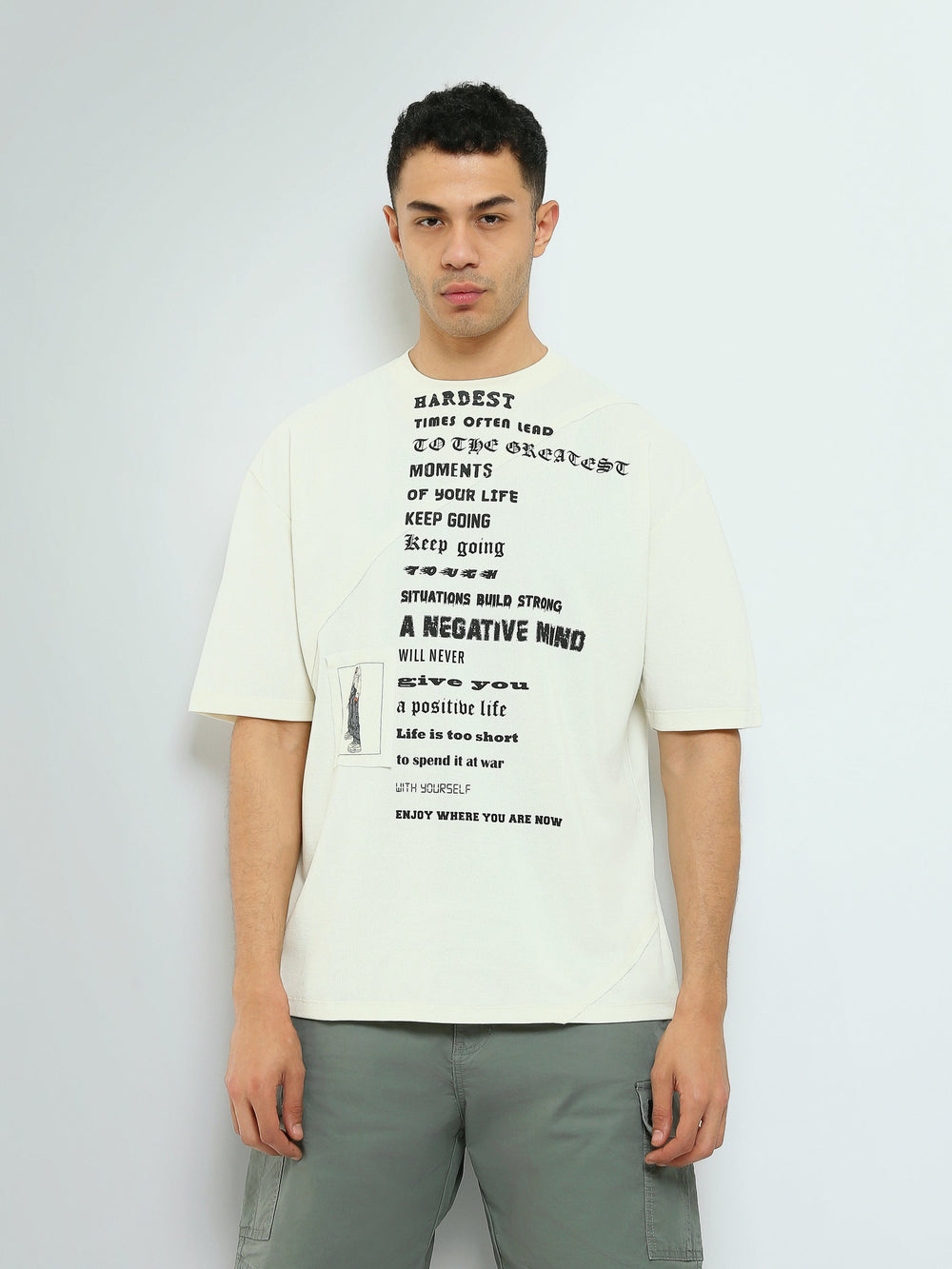 T-shirt Homme Oversize à Imprimé Typographique - TSH25SPR20279TM1