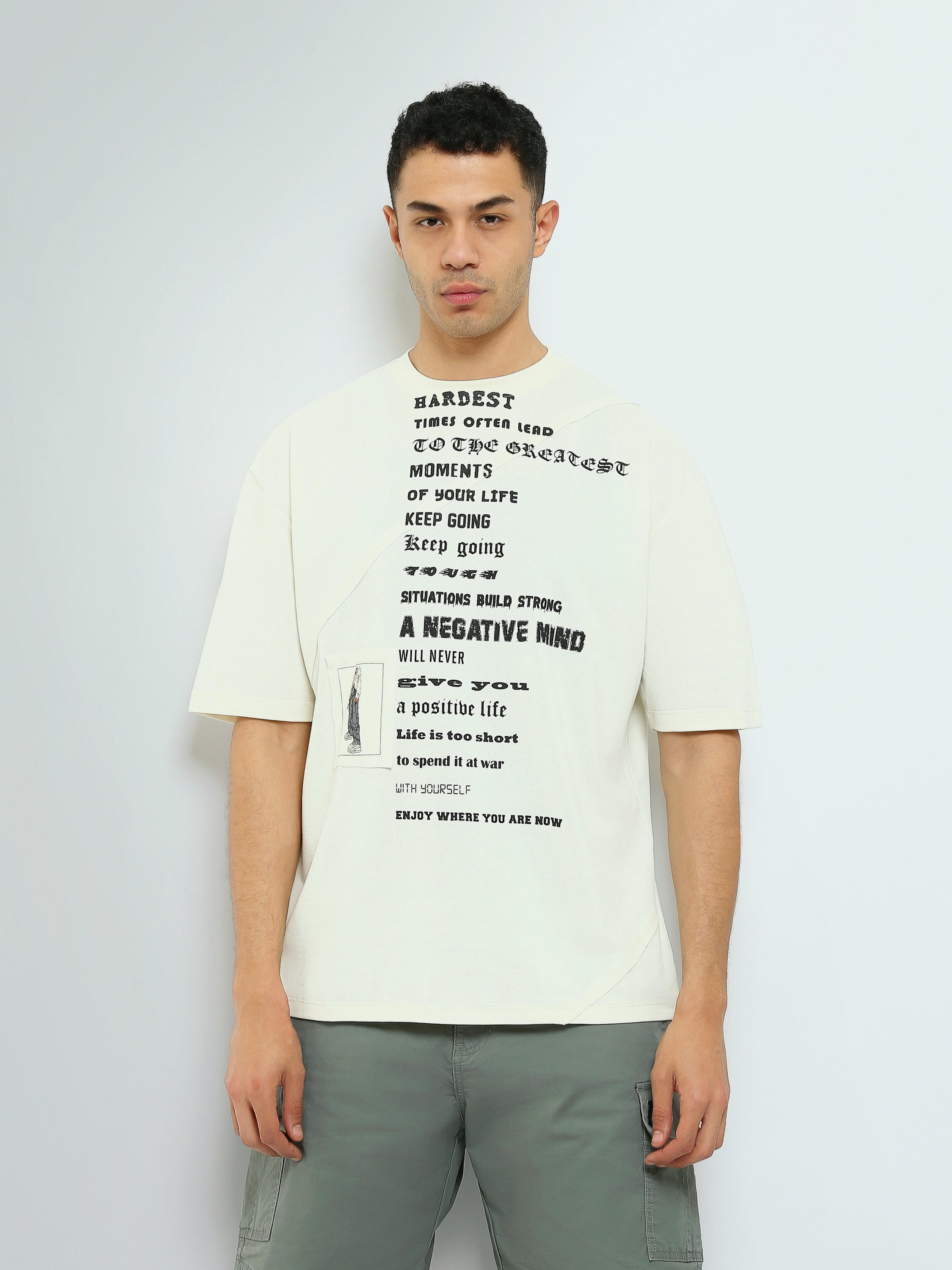 T-shirt Homme Oversize à Imprimé Typographique - TSH25SPR20279TM1