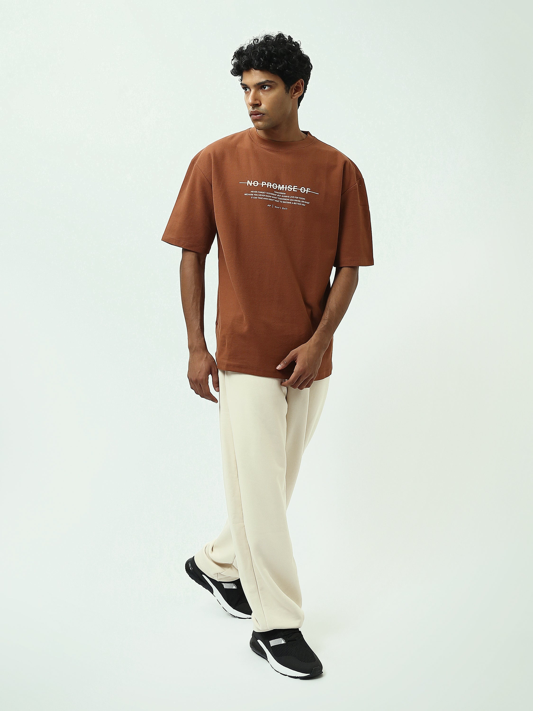 T-Shirt Homme Oversize Texturé à Imprimé Typographique - TSH25SPR20323TM1