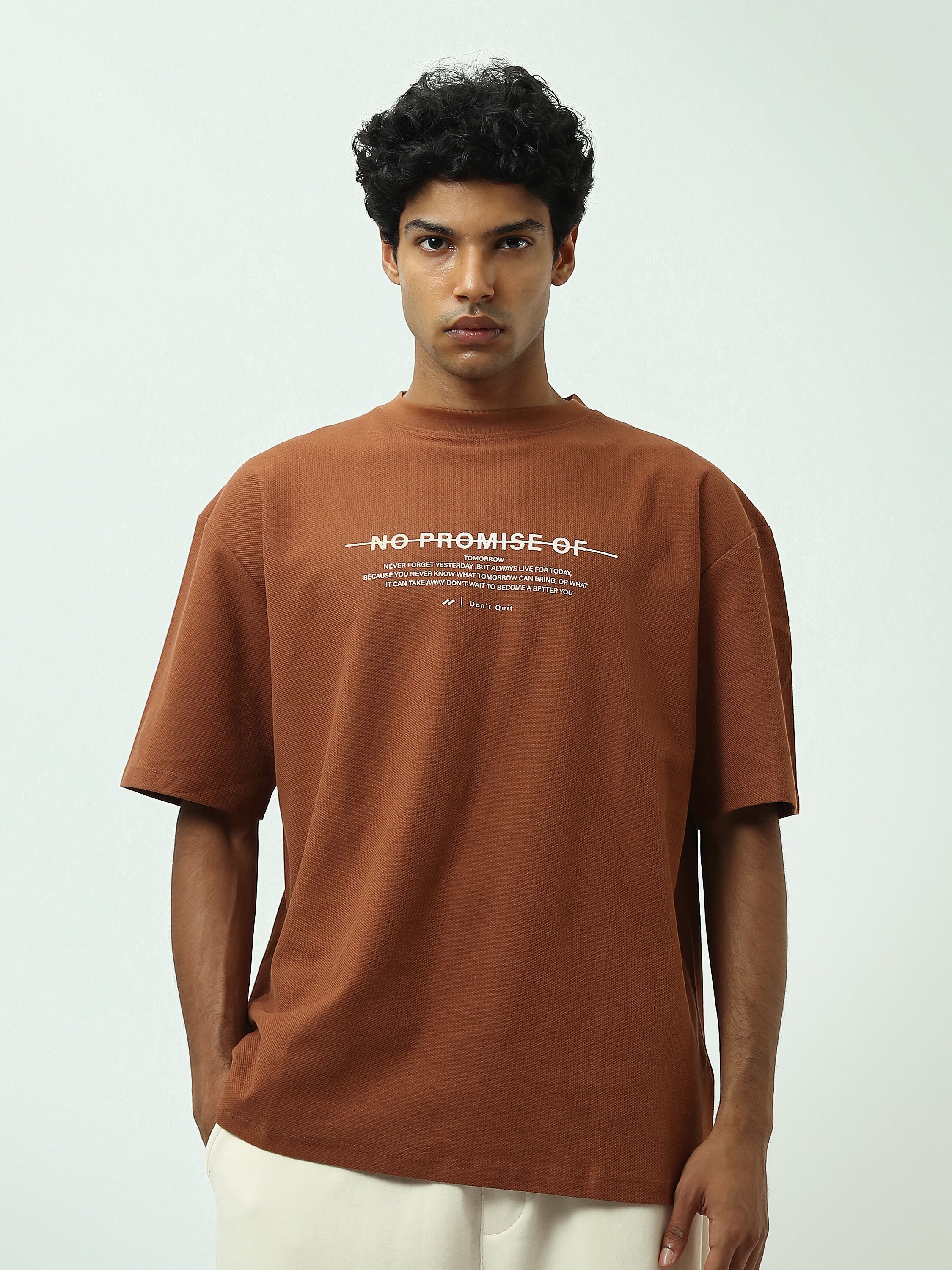 T-Shirt Homme Oversize Texturé à Imprimé Typographique - TSH25SPR20323TM1