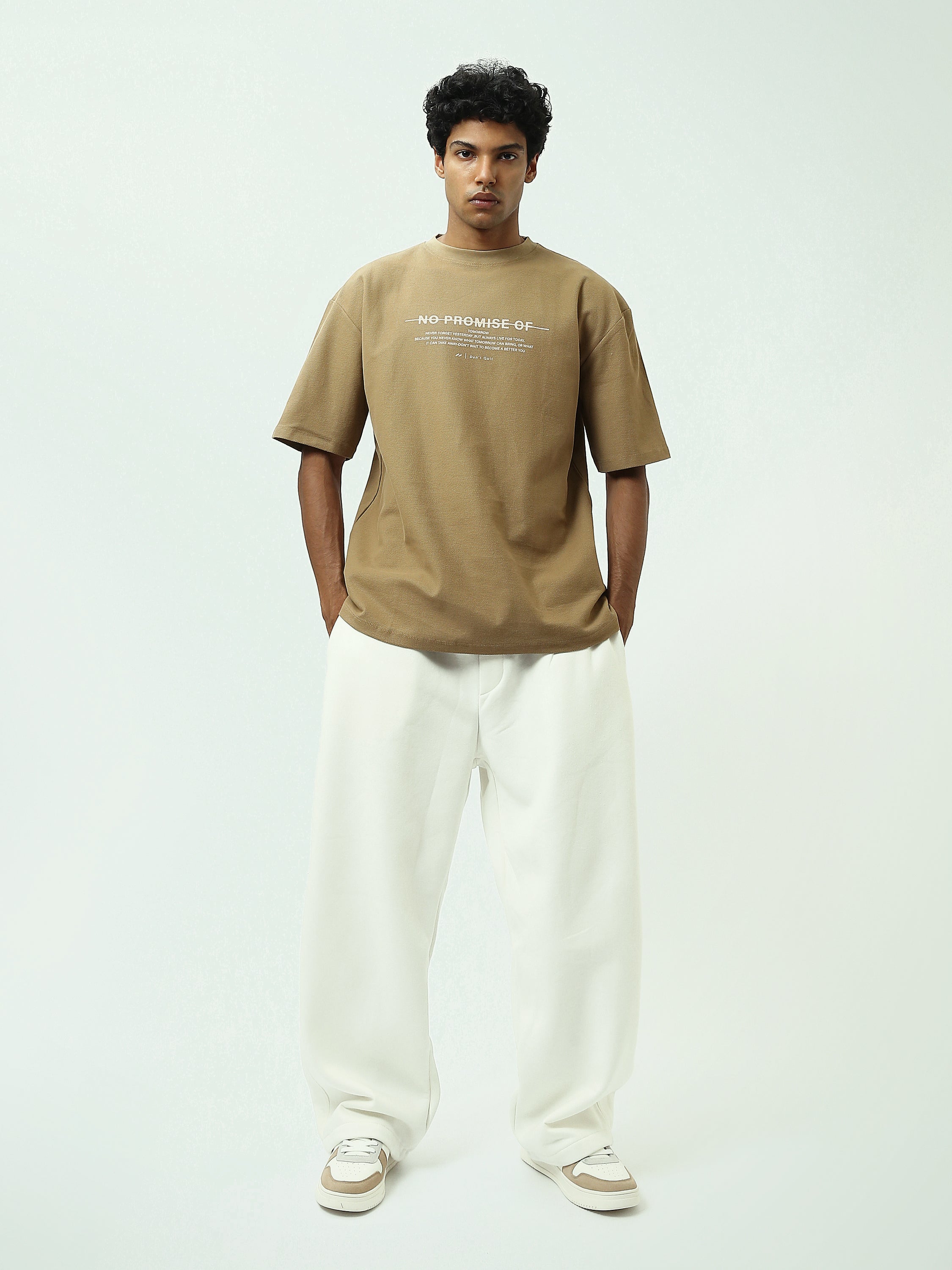 T-Shirt Homme Oversize Texturé à Imprimé Typographique - TSH25SPR20323TM1