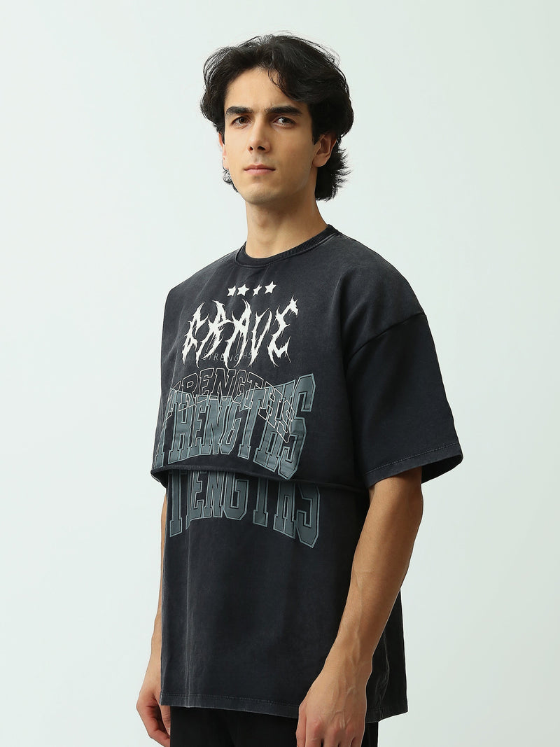 T-Shirt Homme Oversize Imprimé à Effet Superposé - TSH25SPR20329TM1