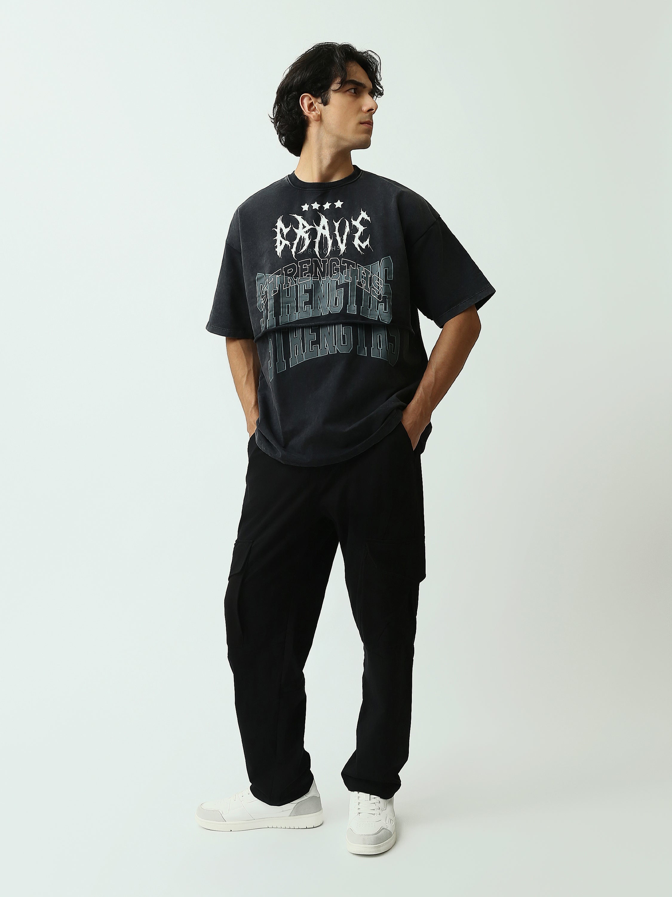 T-Shirt Homme Oversize Imprimé à Effet Superposé - TSH25SPR20329TM1