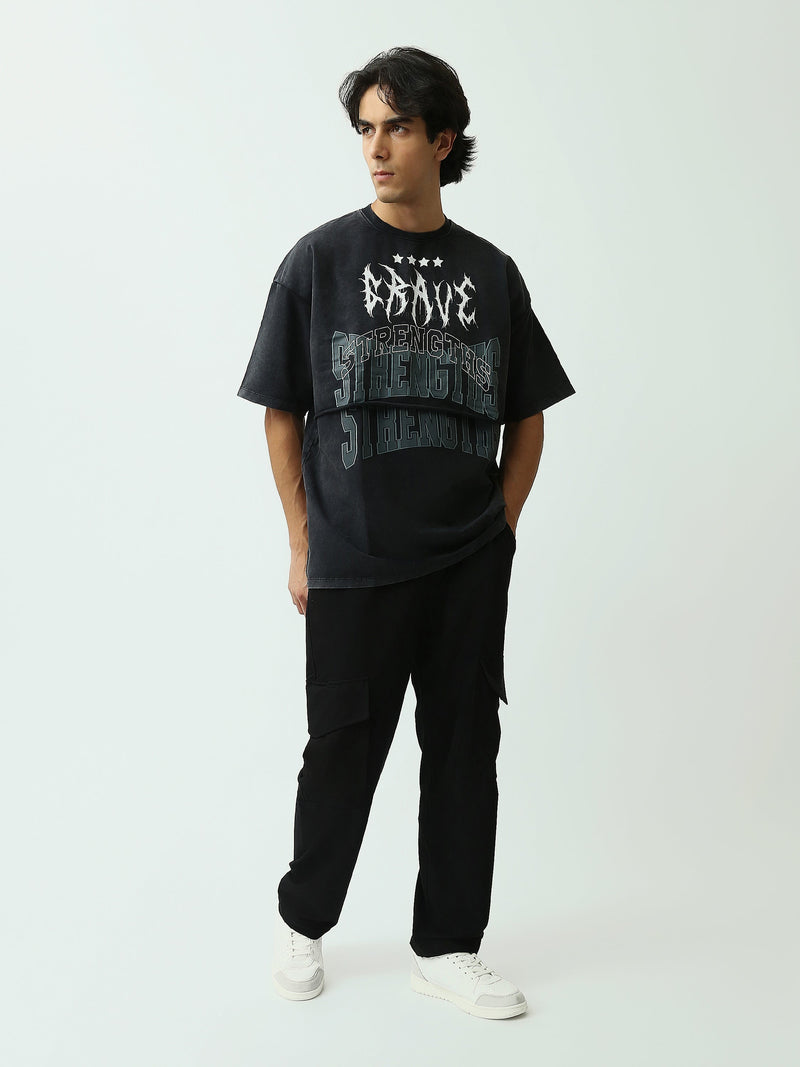T-Shirt Homme Oversize Imprimé à Effet Superposé - TSH25SPR20329TM1