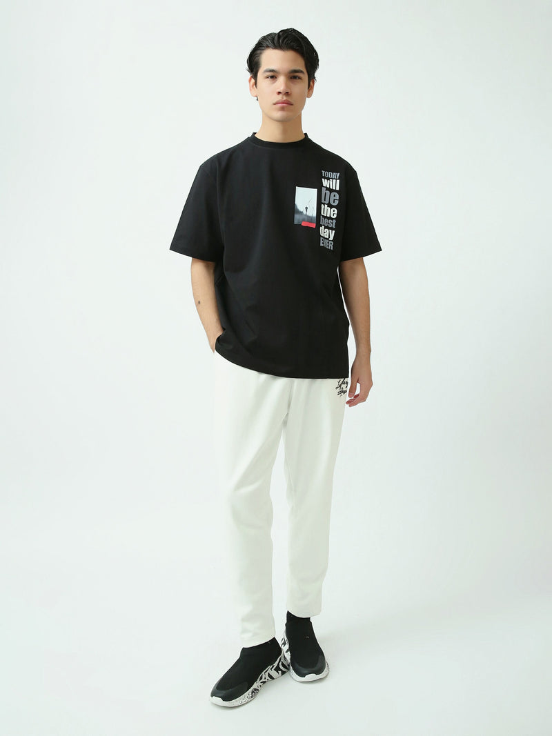 T-Shirt Homme Oversize à Imprimé Typographique Moderne - TSH25SPR20363TM1