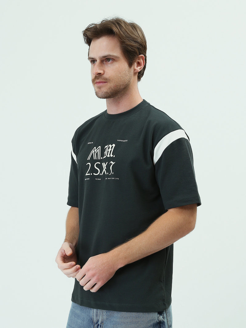 T-shirt Homme Vert Foncé Imprimé – Style Casual Sportif - TSH25SPR20378TM1