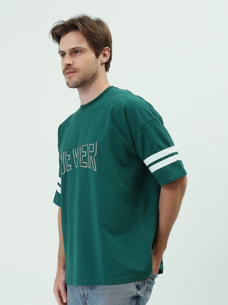T-shirt Homme Oversize à Broderie Frontale et Bandes Sportives - TSH25SPR20506TM1