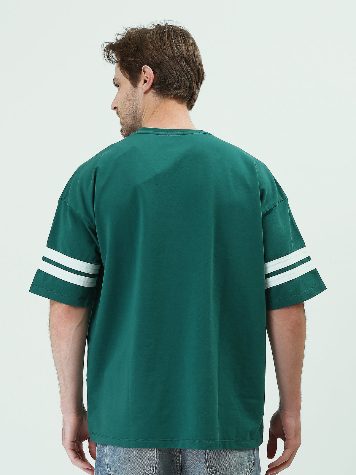 T-shirt Homme Oversize à Broderie Frontale et Bandes Sportives - TSH25SPR20506TM1