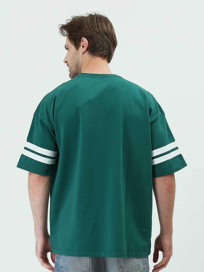 T-shirt Homme Oversize à Broderie Frontale et Bandes Sportives - TSH25SPR20506TM1
