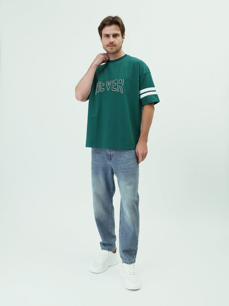 T-shirt Homme Oversize à Broderie Frontale et Bandes Sportives - TSH25SPR20506TM1