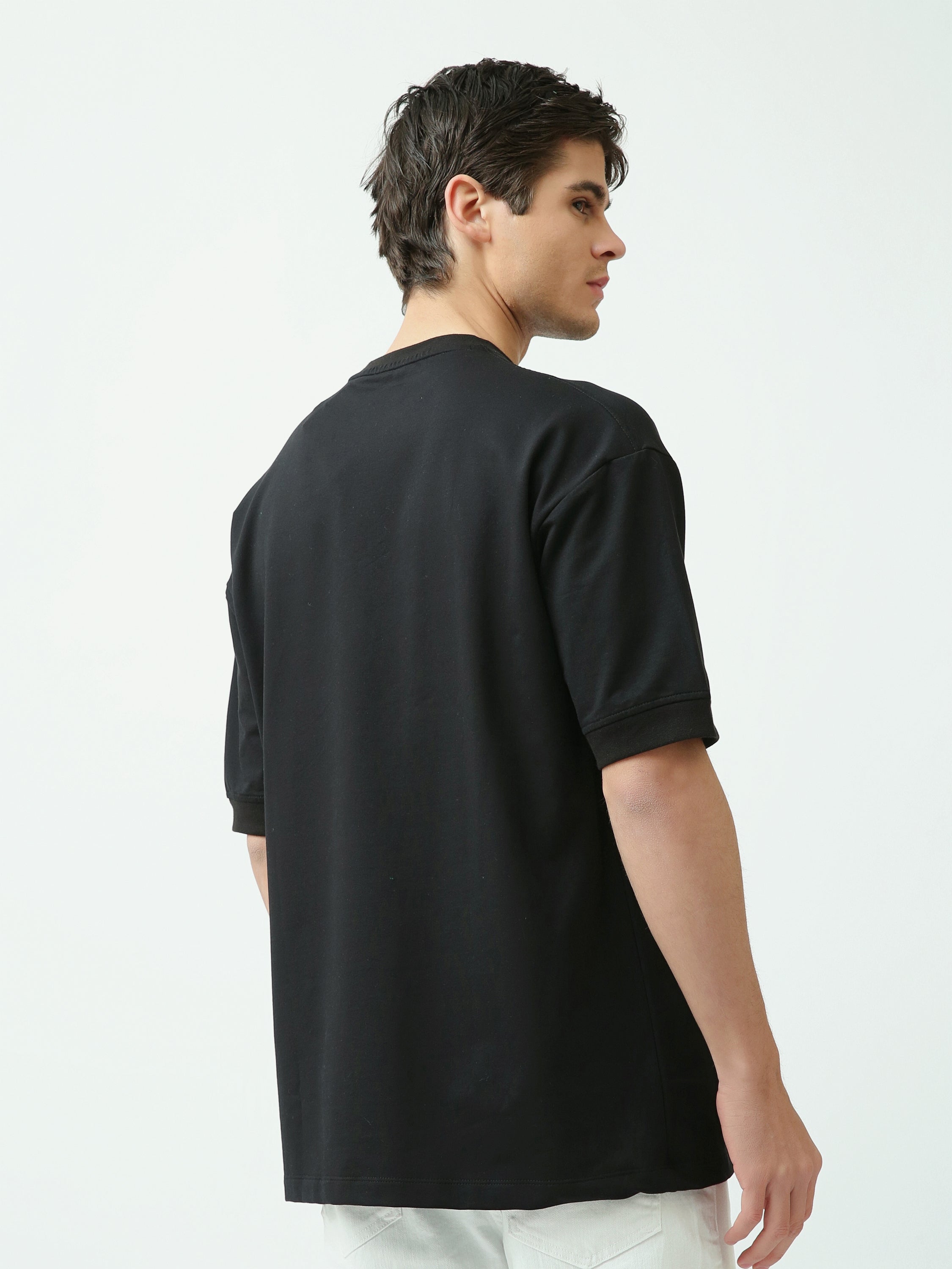T-shirt noir homme "way to win" – Coupe loose et style décontracté - TSH25SPRO20266TM1
