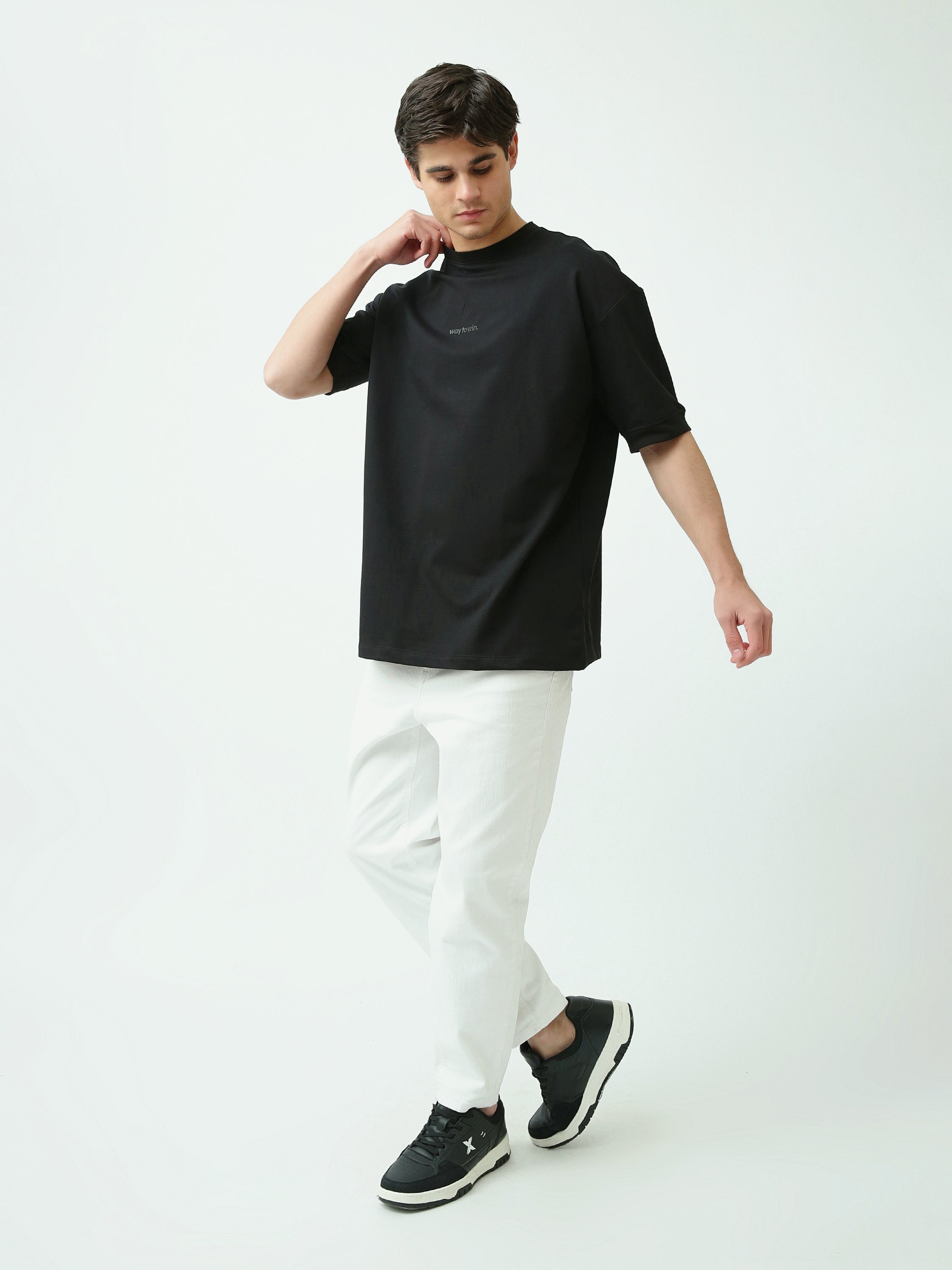 T-shirt noir homme "way to win" – Coupe loose et style décontracté - TSH25SPRO20266TM1
