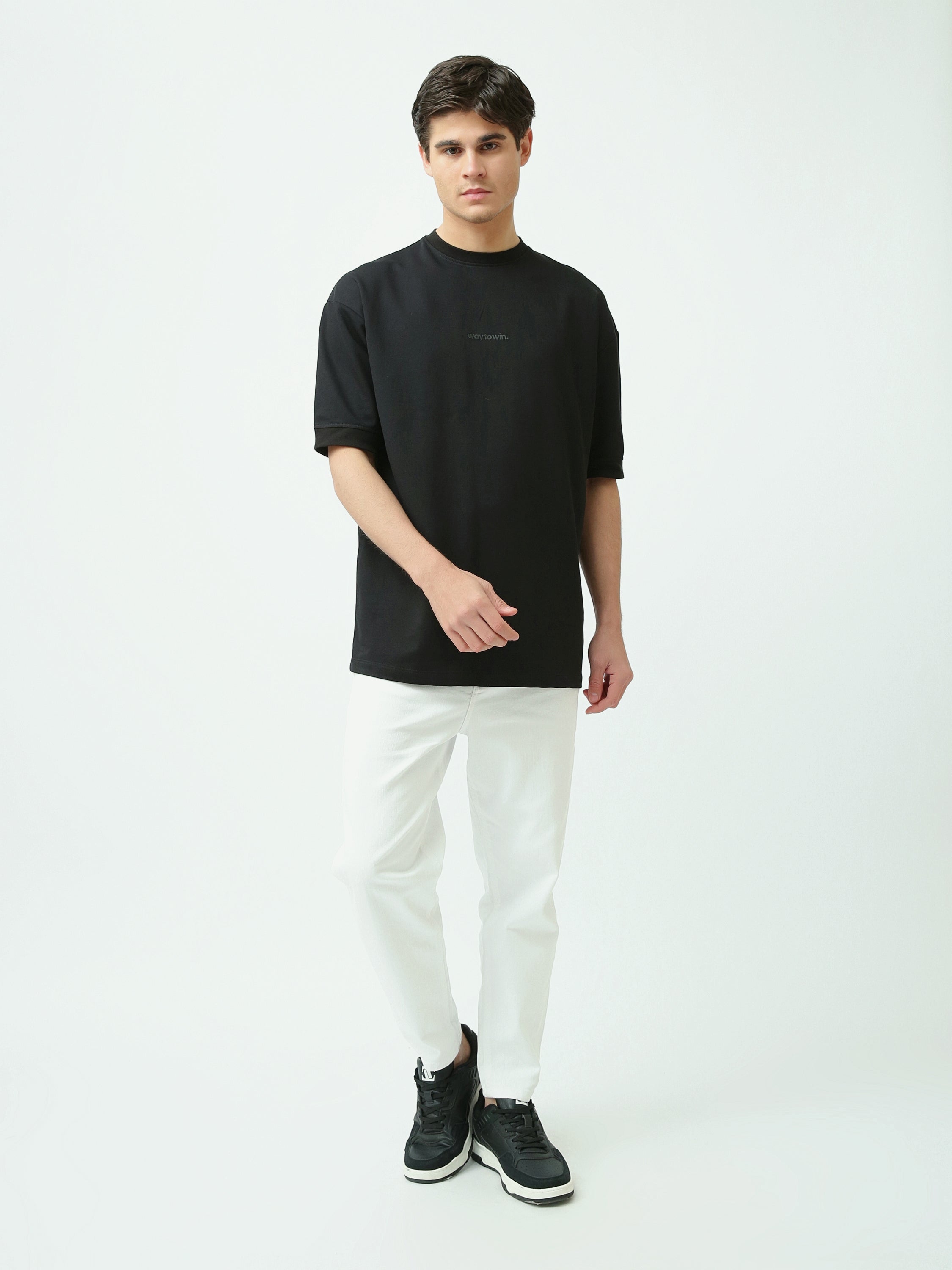 T-shirt noir homme "way to win" – Coupe loose et style décontracté - TSH25SPRO20266TM1