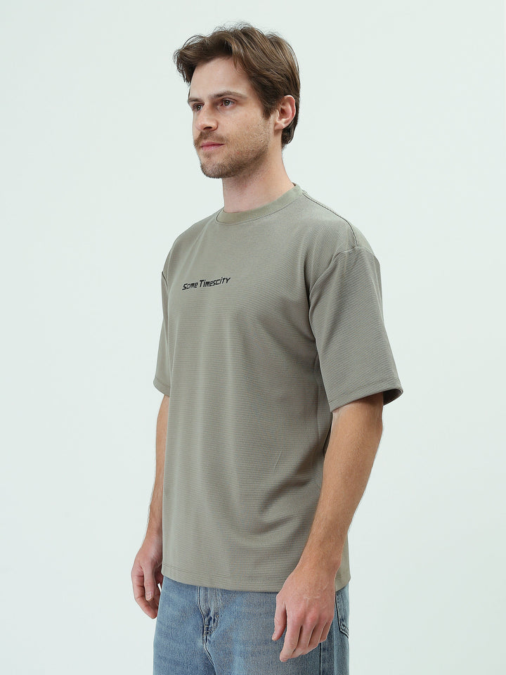 T-Shirt Oversize Homme Texturé à Imprimé Minimaliste - TSH25SPRO20274TM1