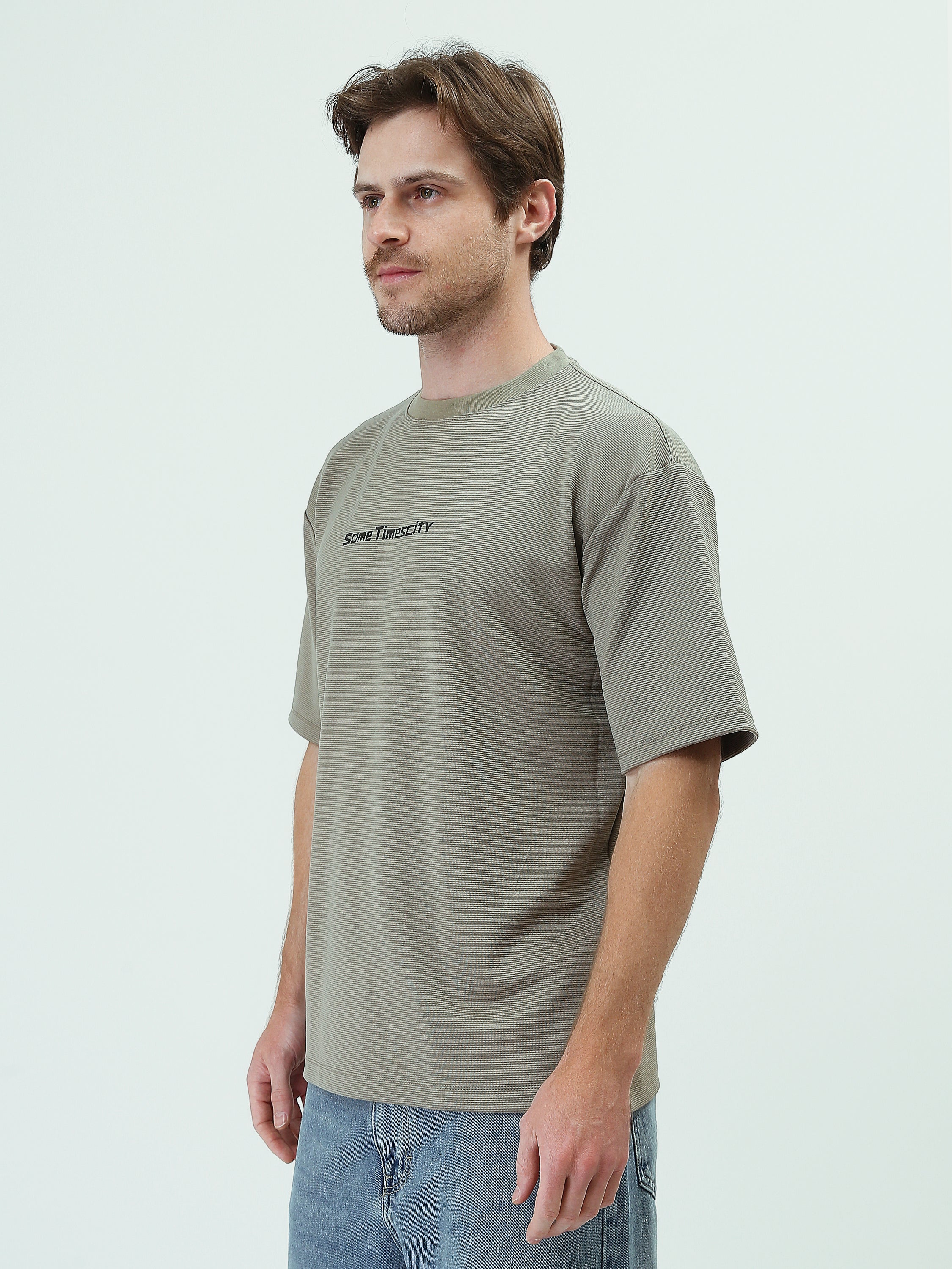 T-Shirt Oversize Homme Texturé à Imprimé Minimaliste - TSH25SPRO20274TM1