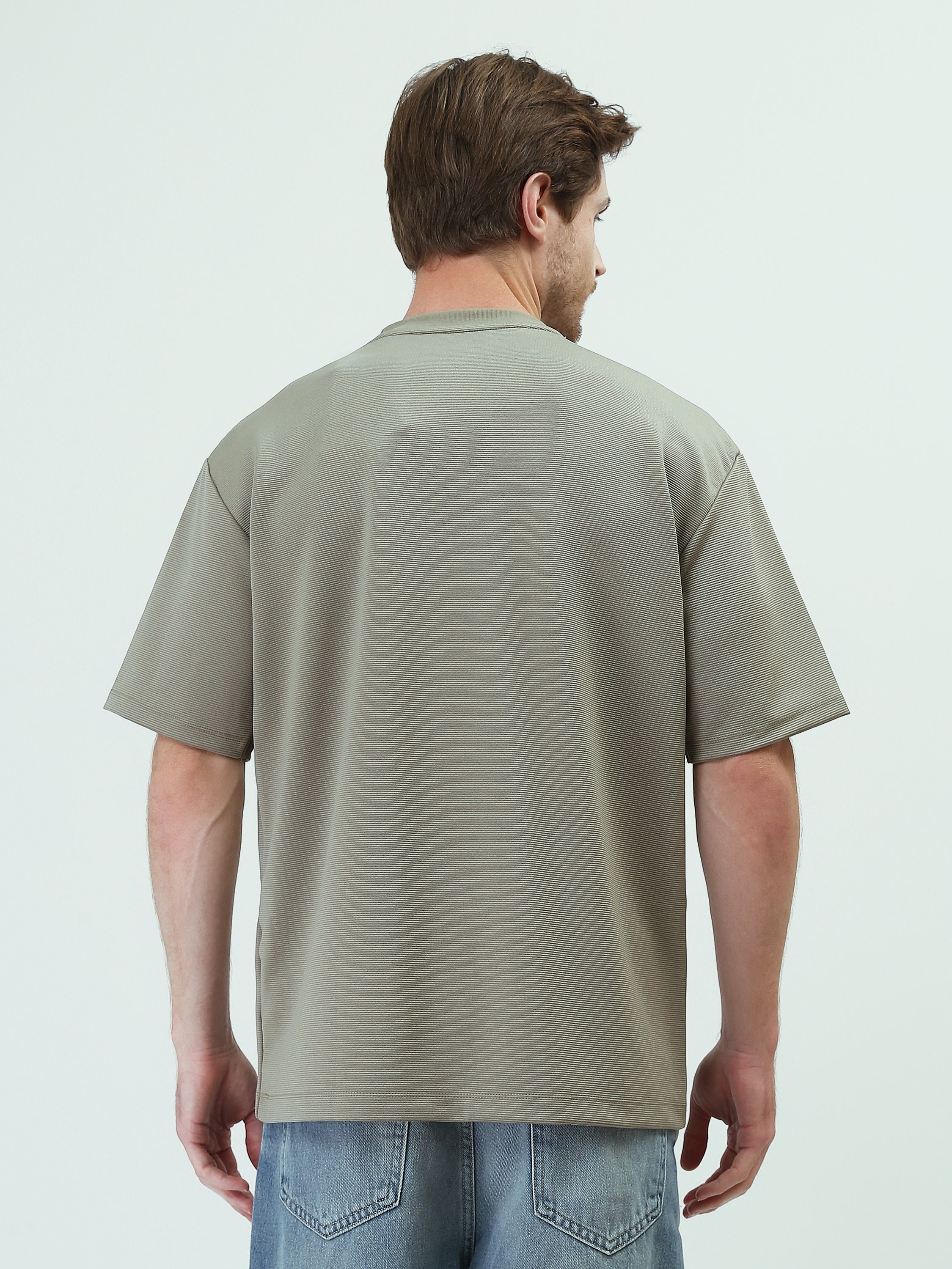 T-Shirt Oversize Homme Texturé à Imprimé Minimaliste - TSH25SPRO20274TM1
