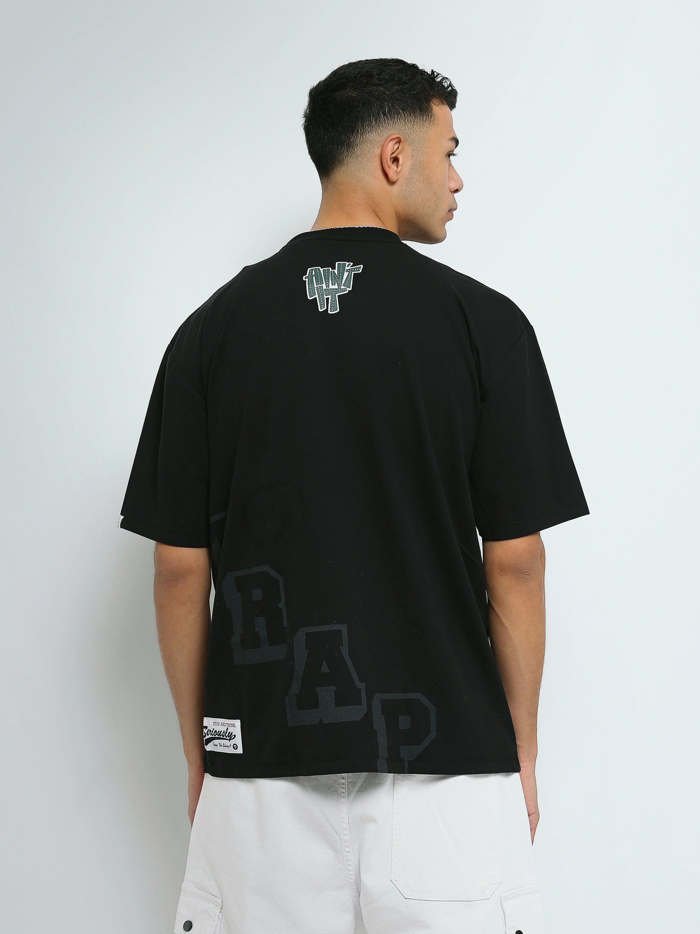 T-shirt Homme Oversize à Imprimés Typographiques Streetwear - TSH25SPRO20276TM1