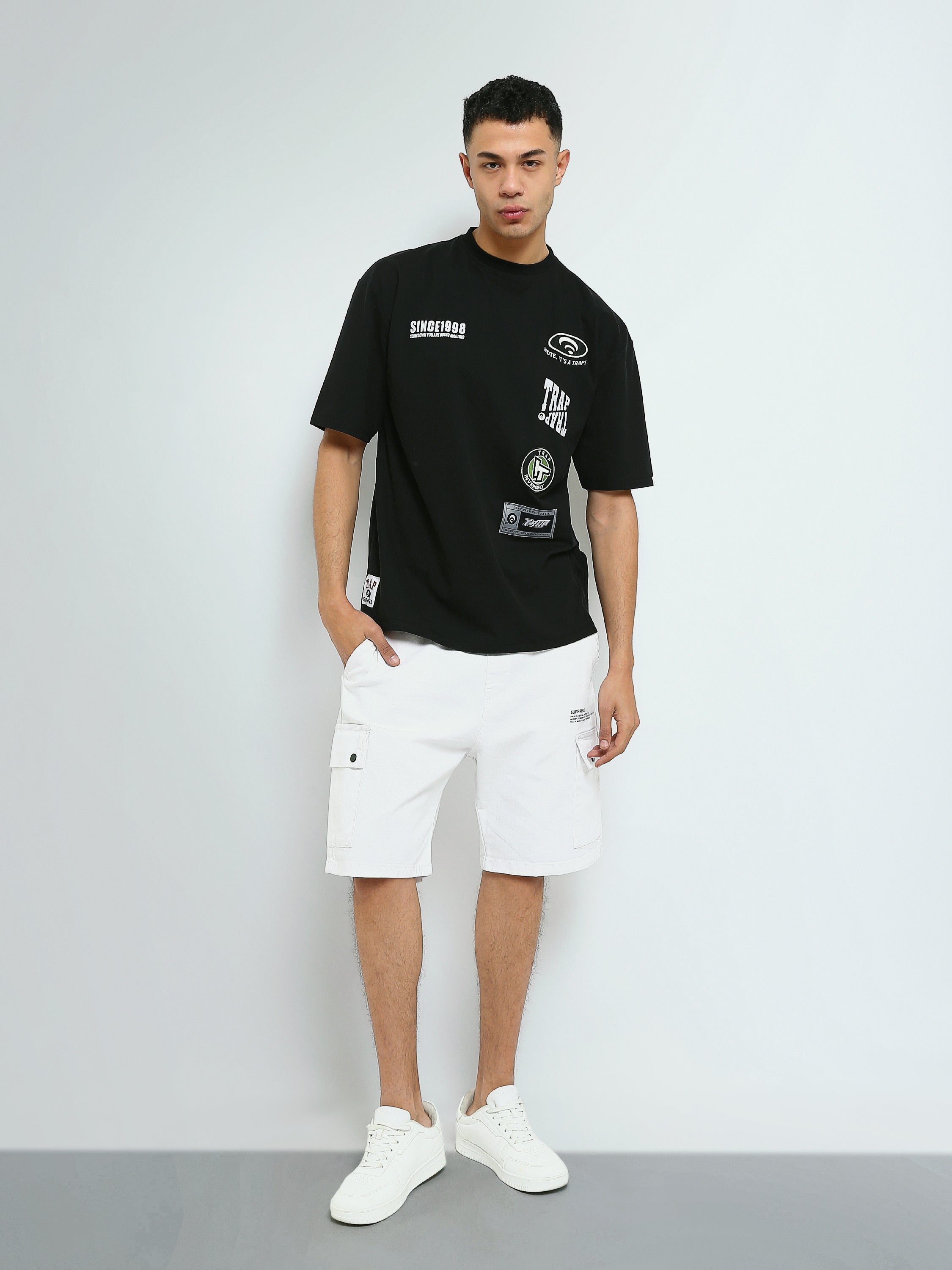 T-shirt Homme Oversize à Imprimés Typographiques Streetwear - TSH25SPRO20276TM1