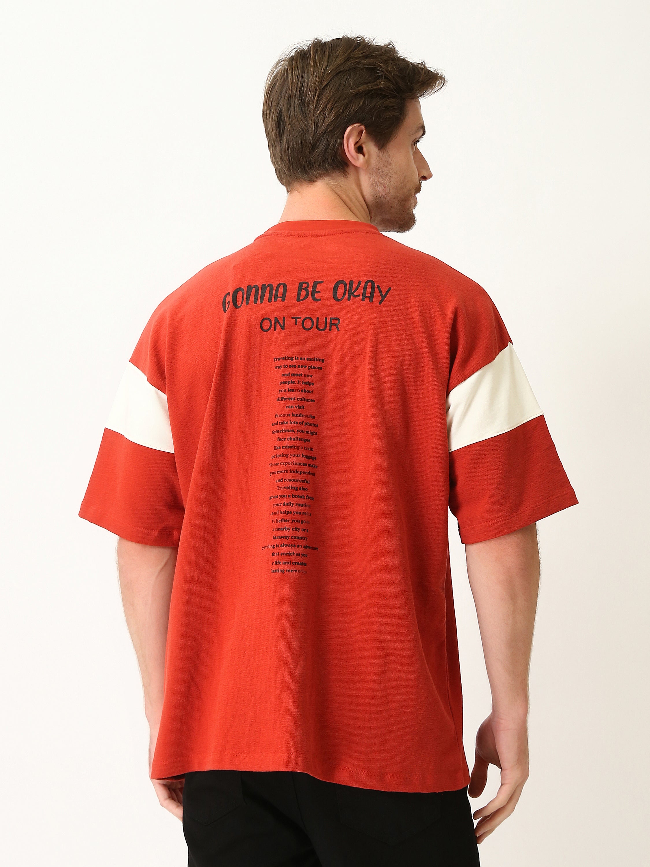 T-Shirt Homme Oversize à Imprimé et Manches Contrastées - TSH25SPRO20294TM1