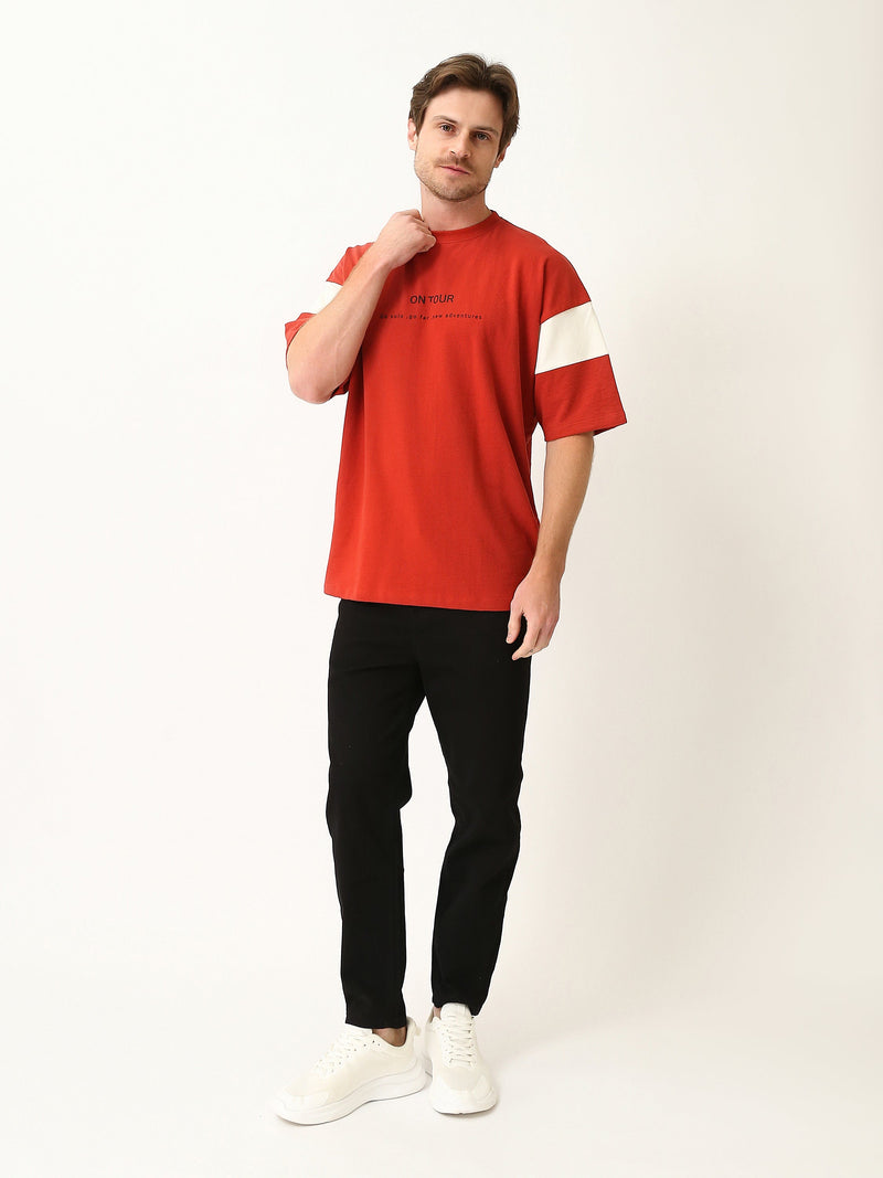 T-Shirt Homme Oversize à Imprimé et Manches Contrastées - TSH25SPRO20294TM1