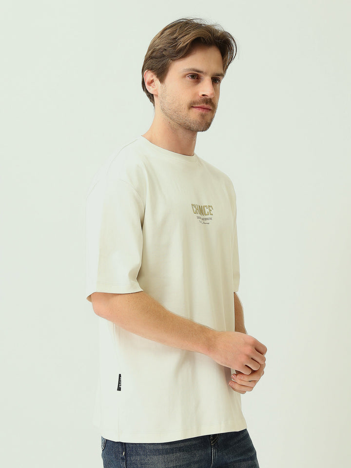 T-Shirt Homme Oversize à Manches Courtes avec Imprimé Minimaliste - TSH25SPRO20320TM1