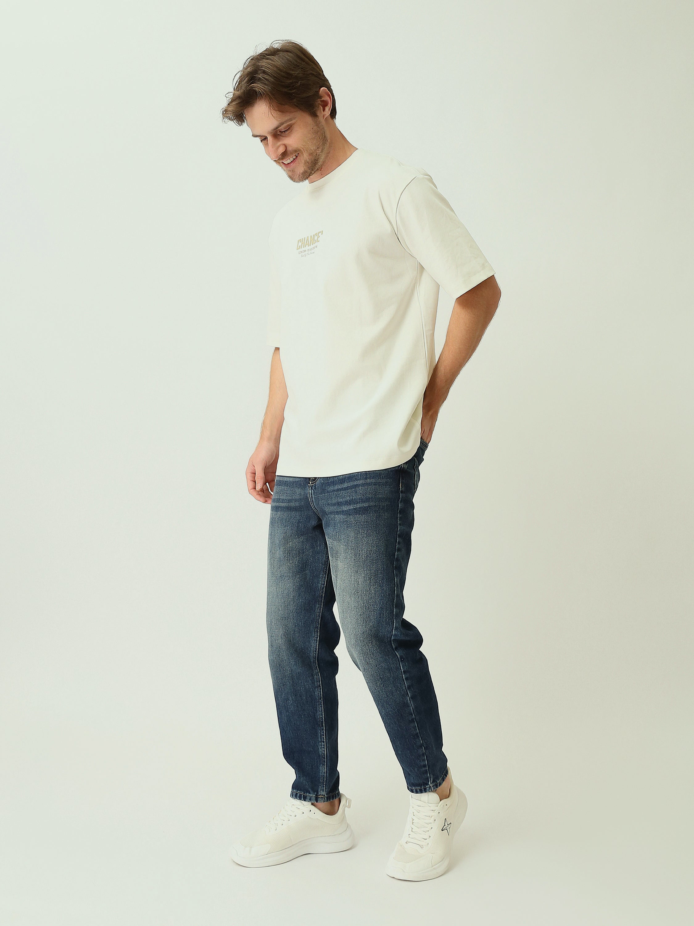 T-Shirt Homme Oversize à Manches Courtes avec Imprimé Minimaliste - TSH25SPRO20320TM1