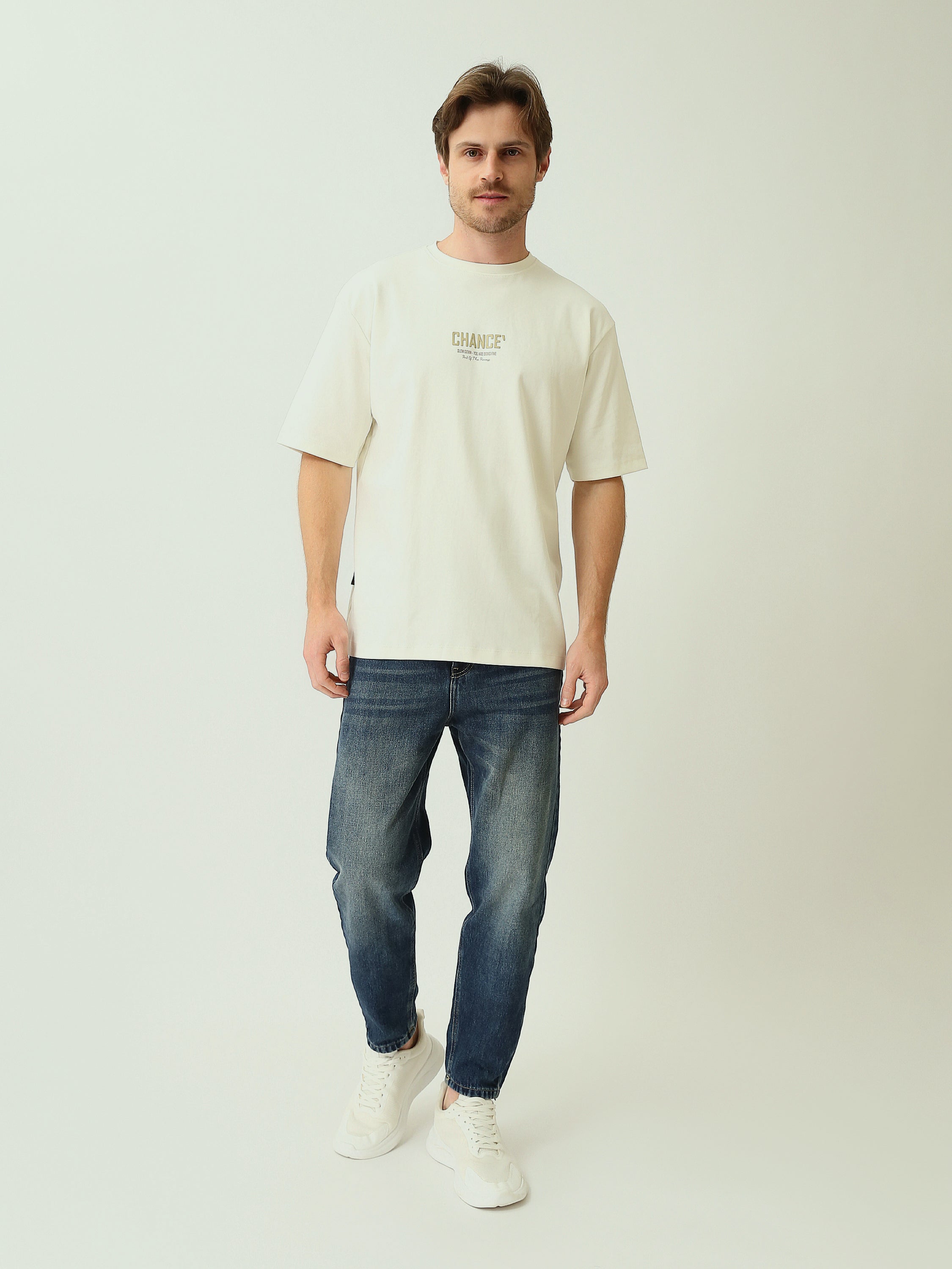 T-Shirt Homme Oversize à Manches Courtes avec Imprimé Minimaliste - TSH25SPRO20320TM1